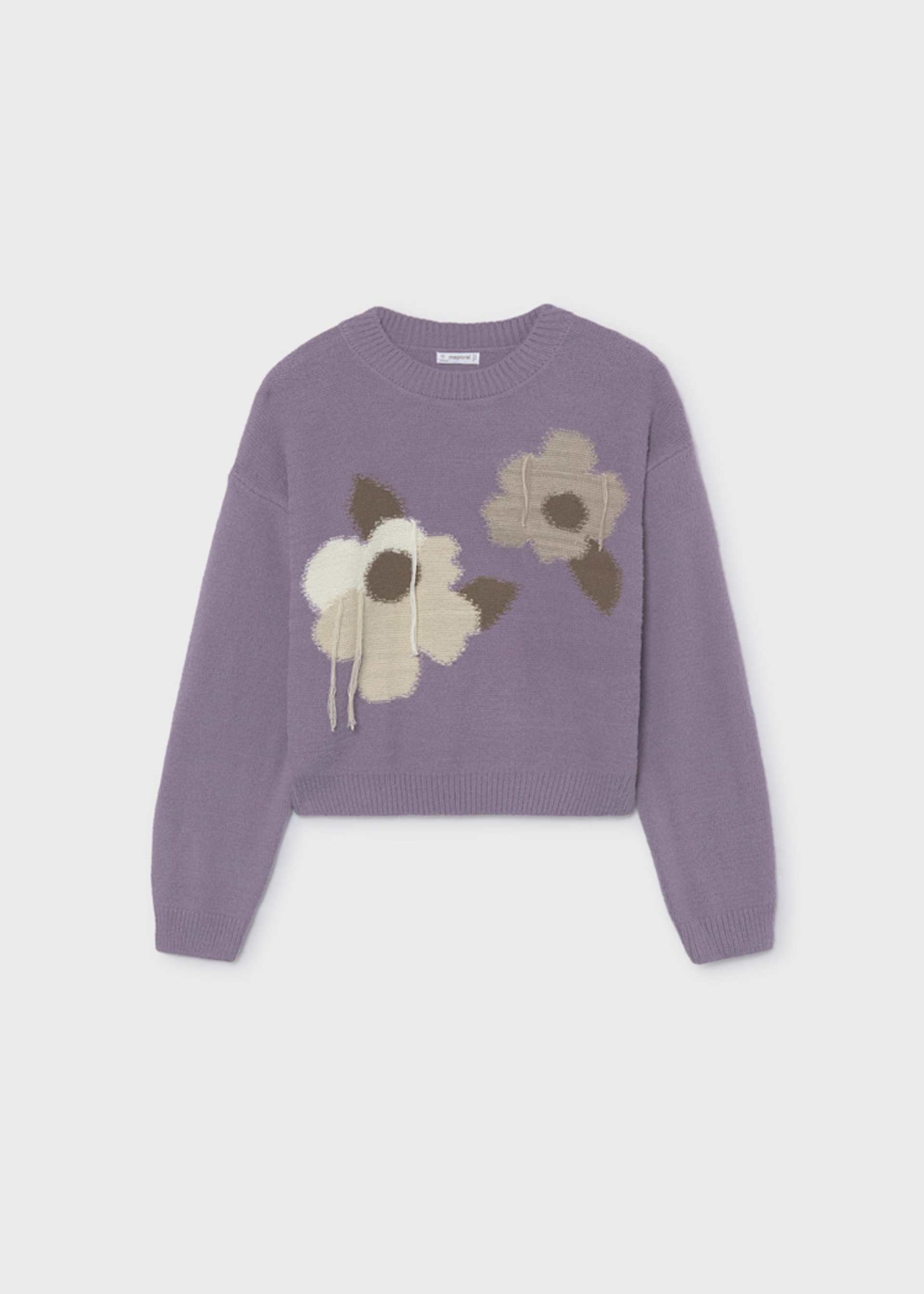 Sweter z intarsją Flowers dla dziewczynki