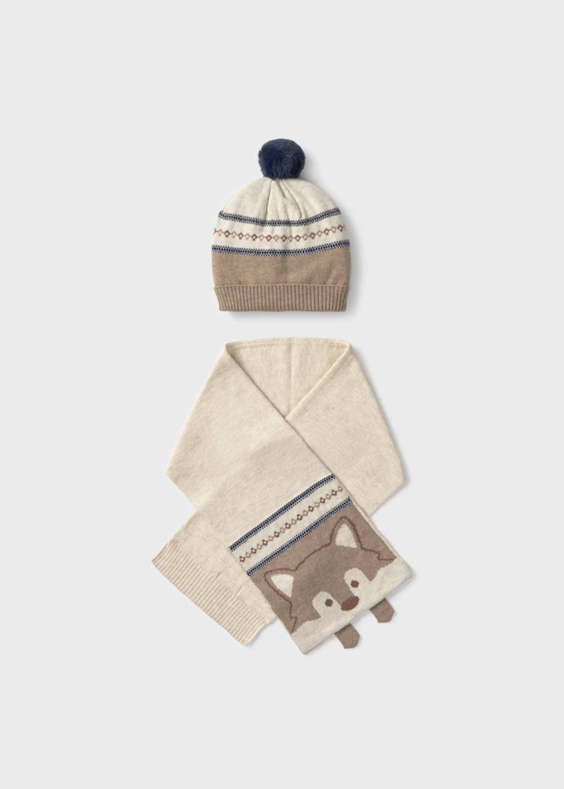 Baby animal print hat and scarf set