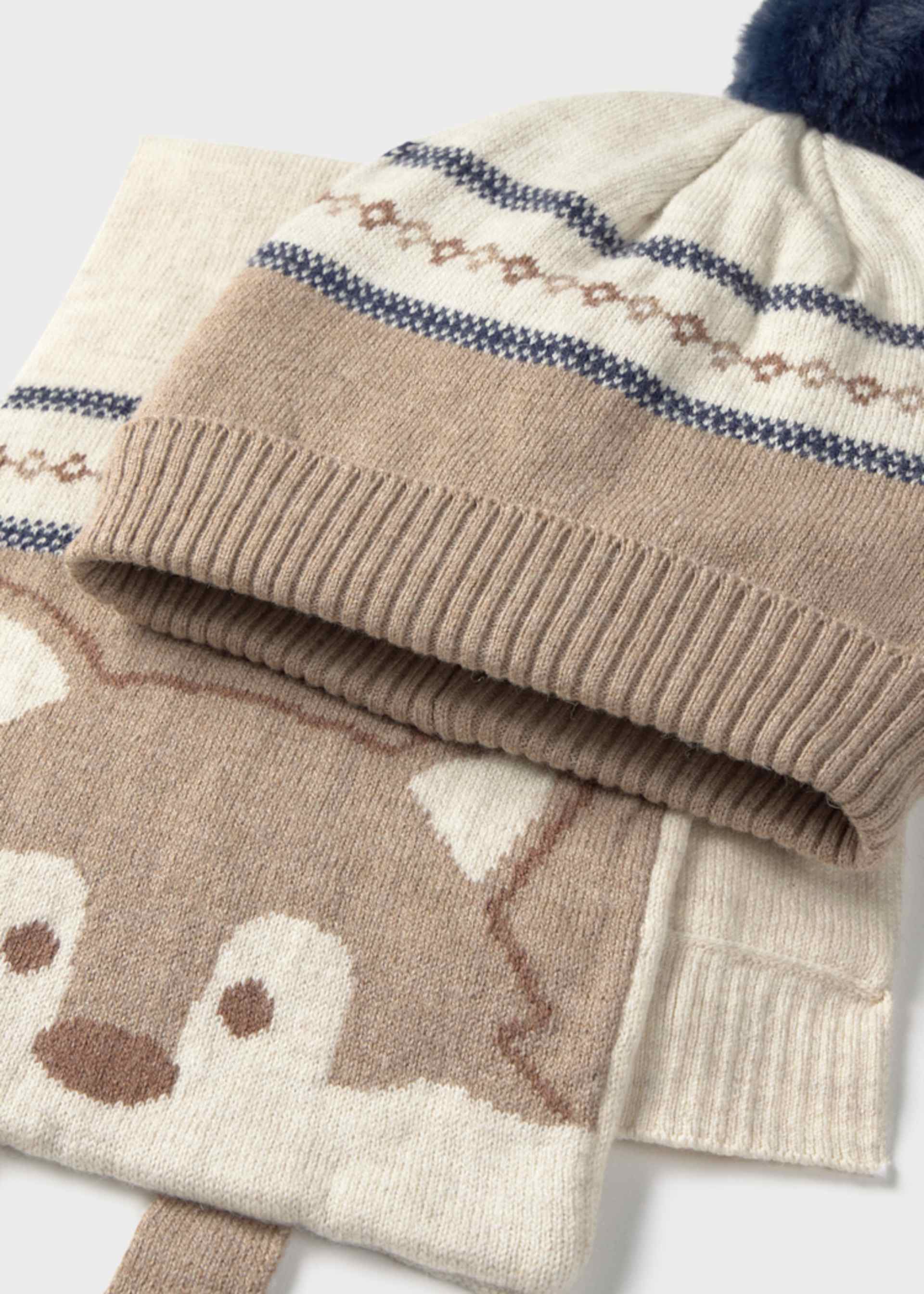 Set Mütze und Schal Tierchenmotiv Baby