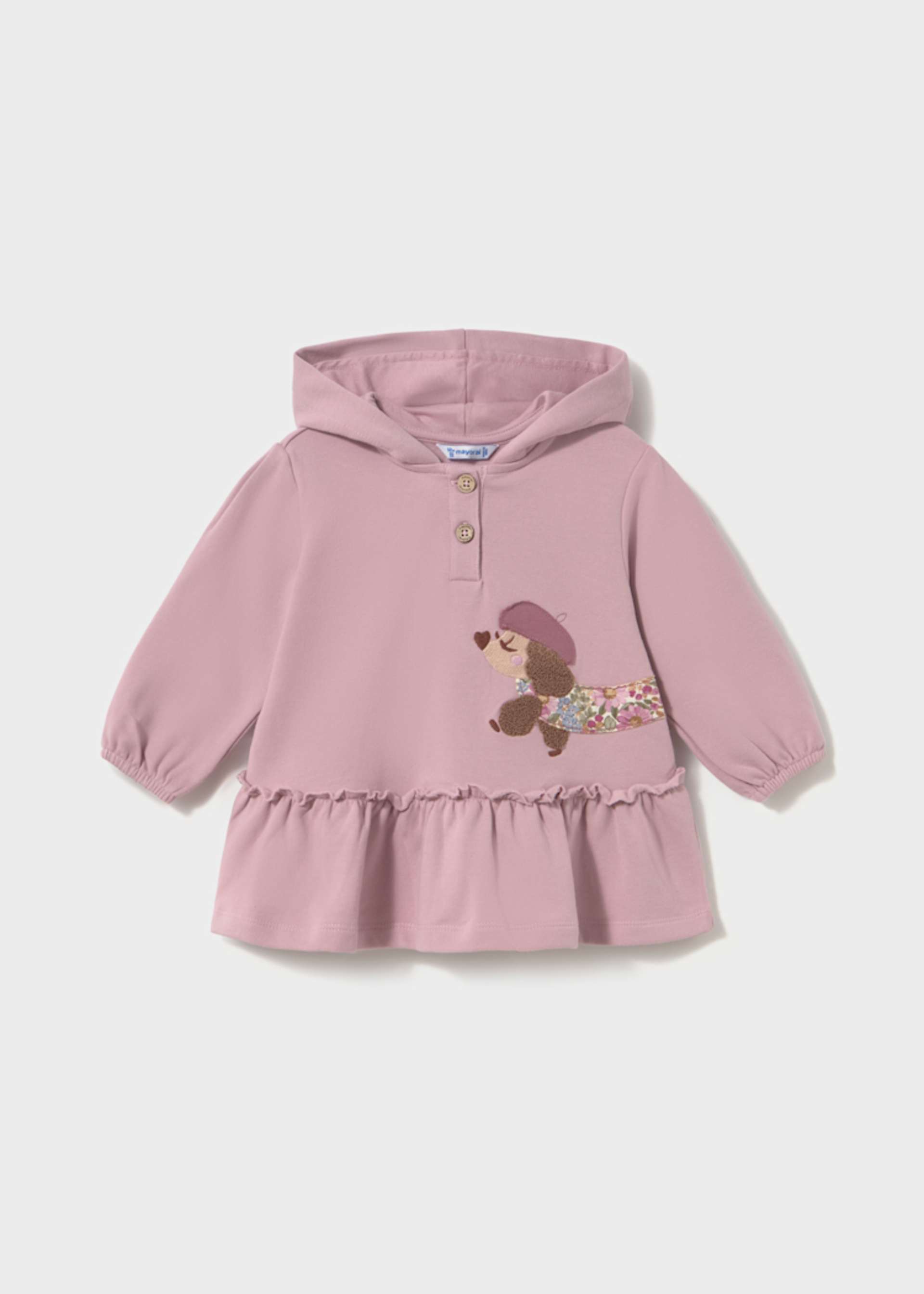 Rochie cu gluga si volane bebe