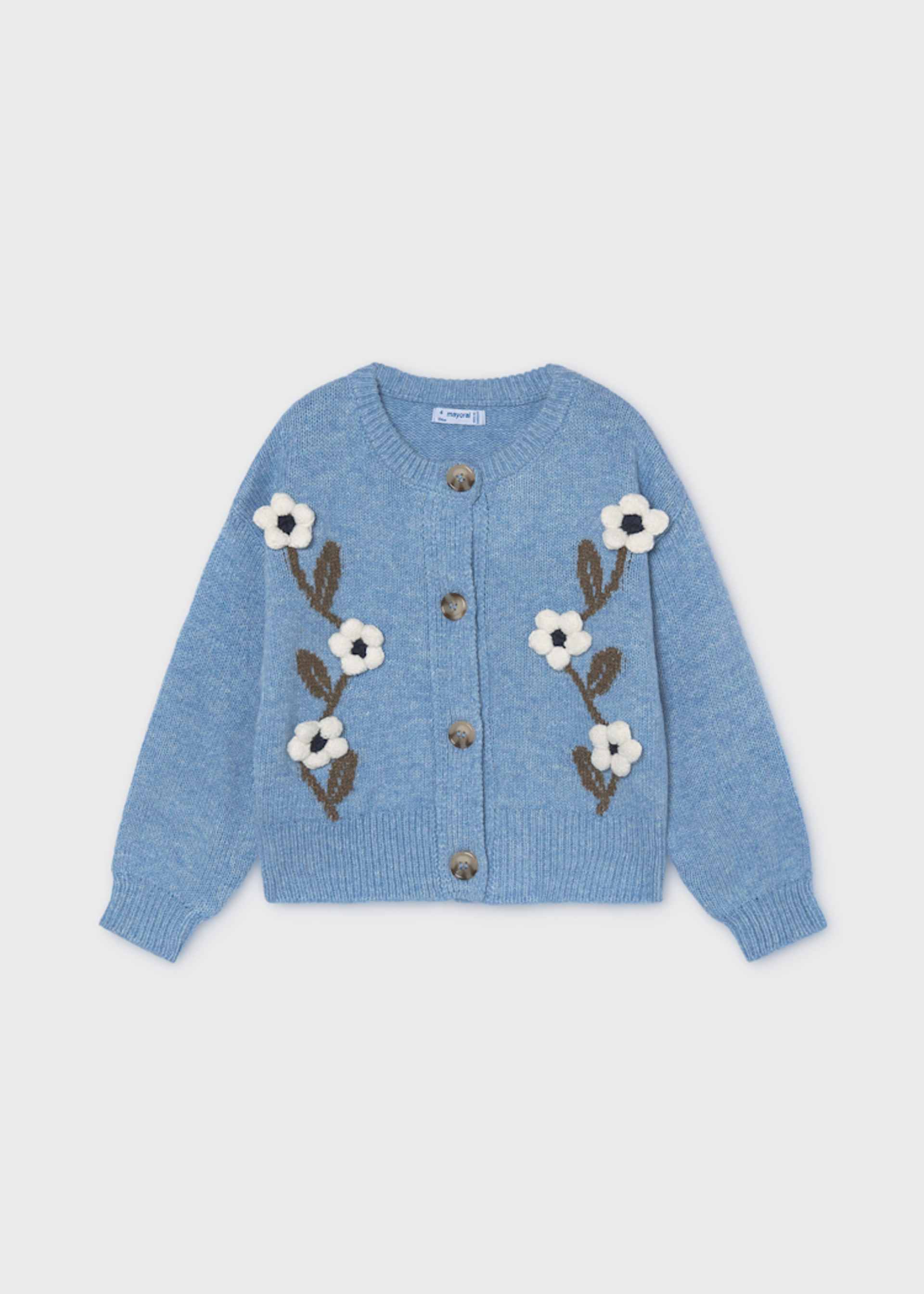 Suéter tricot flores niña