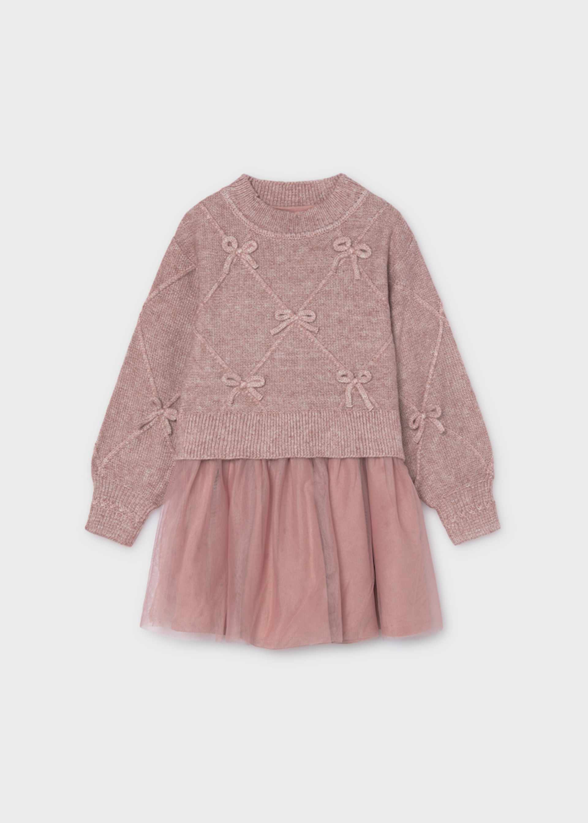Strickkleid kombiniert Schleifen Mädchen
