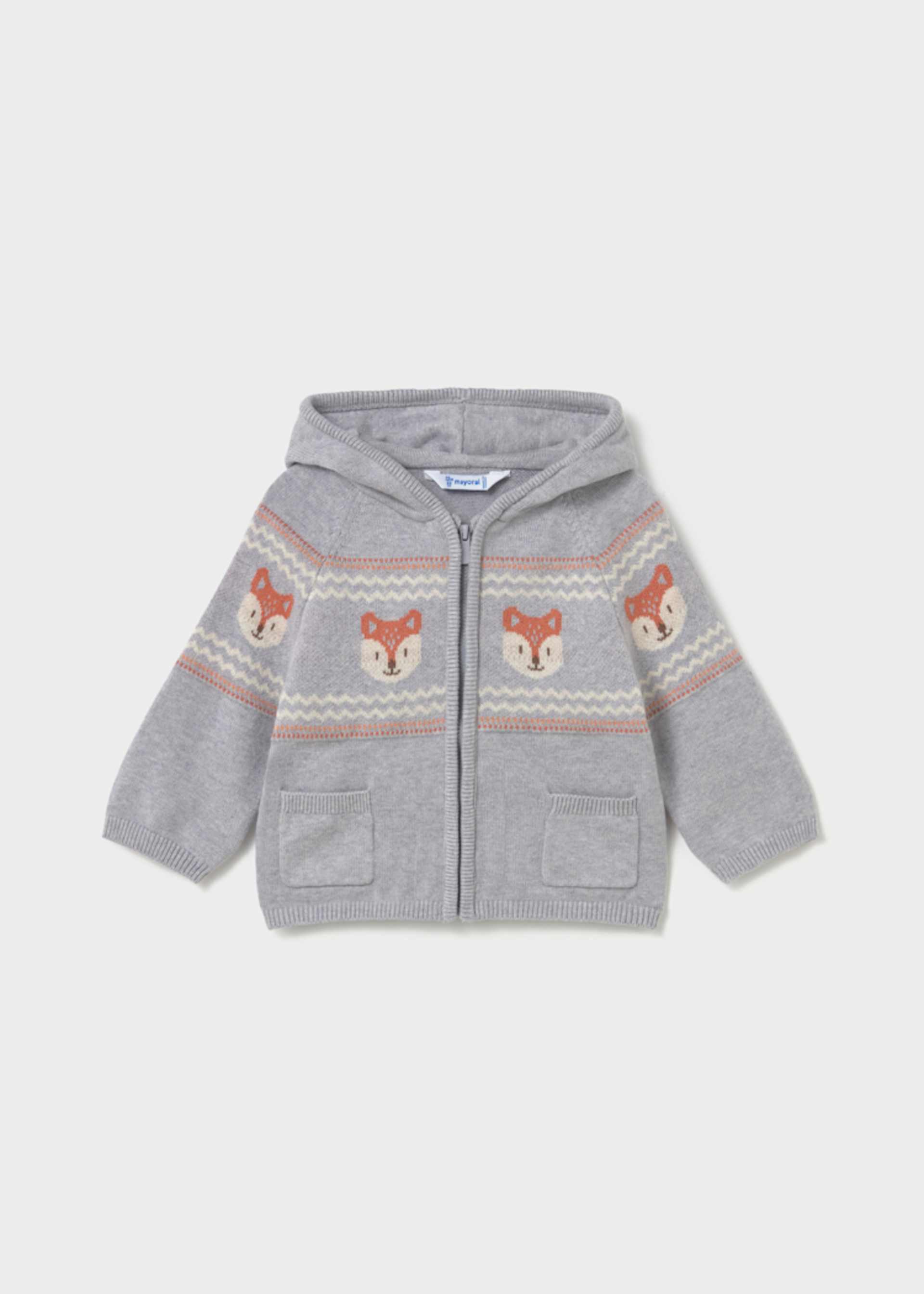Baby Knit Zip-Up Sweatshirt With Teddy Bears
