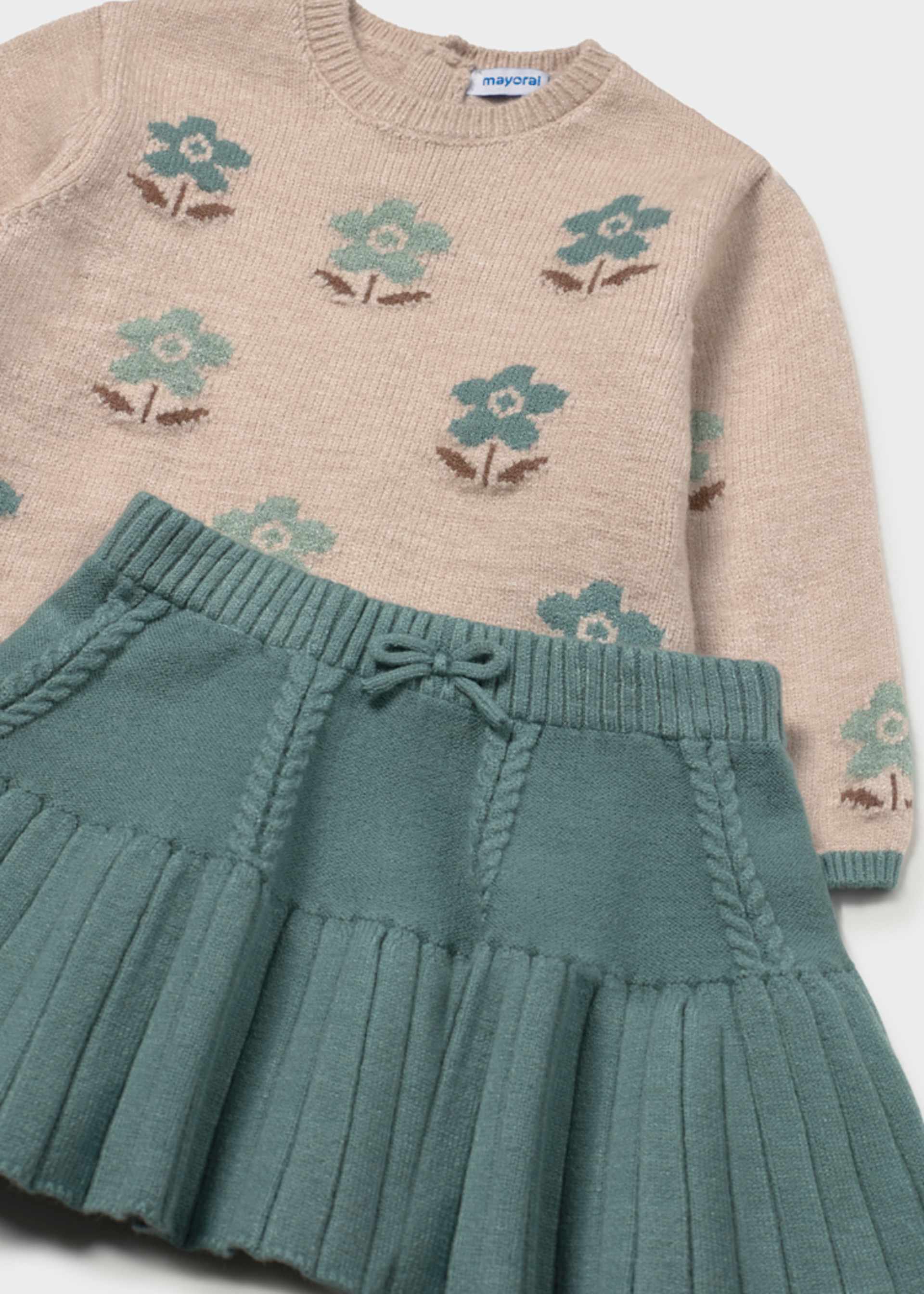 Conjunto saia e camisola intarsia bebé