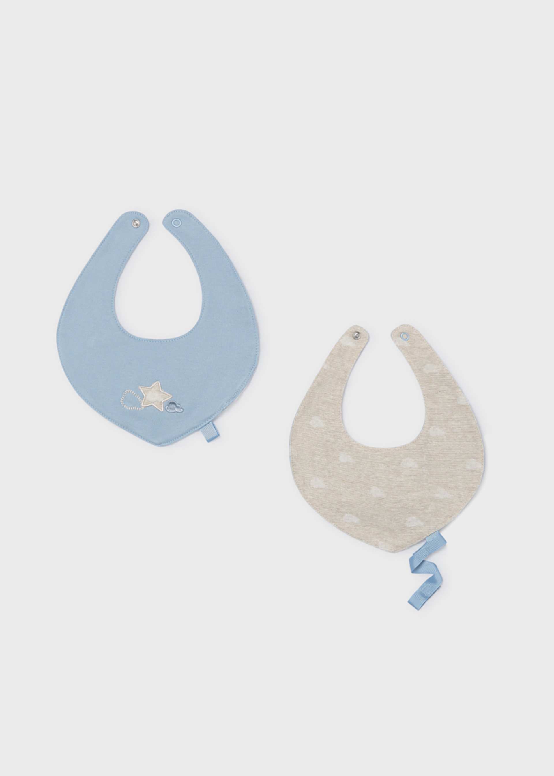 Set 2 baberos impermeables con cinta para chupón bebé