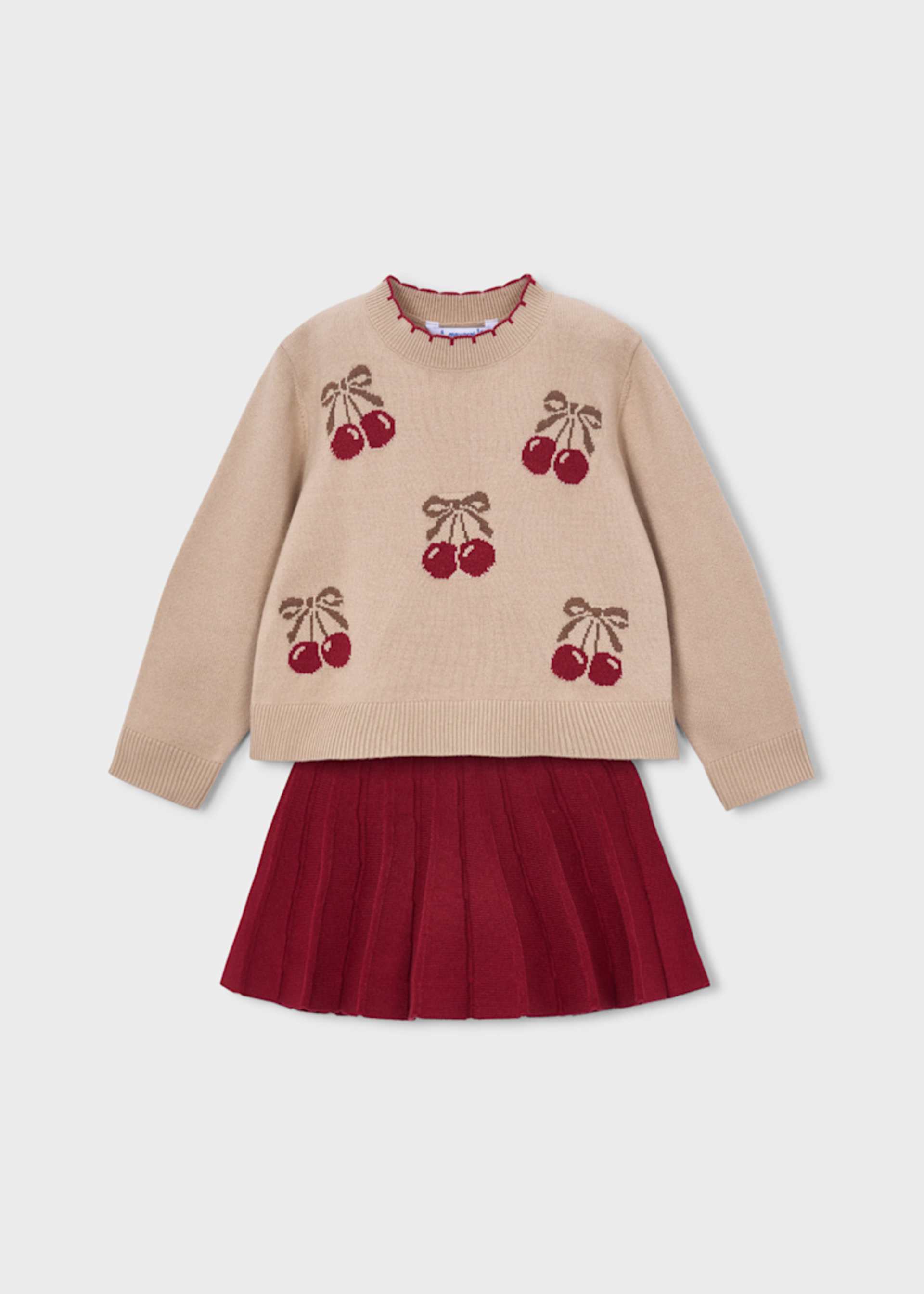 Ensemble jupe et t-shirt en jacquard fruits fille