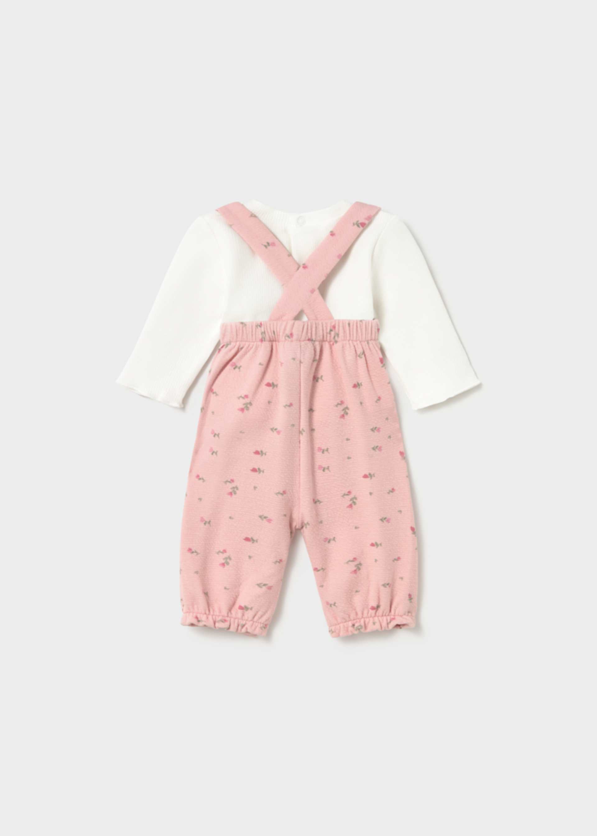 Newborn Girl Printed Dungaree and Sweater Set Newborn Girl Printed Dungaree and Sweater Set
