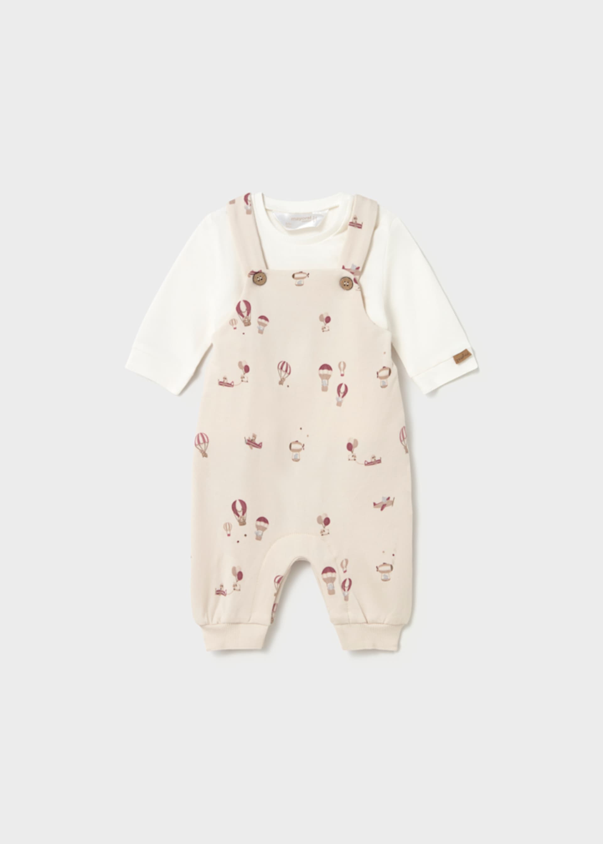 Newborn boy print dungarees and t-shirt set
