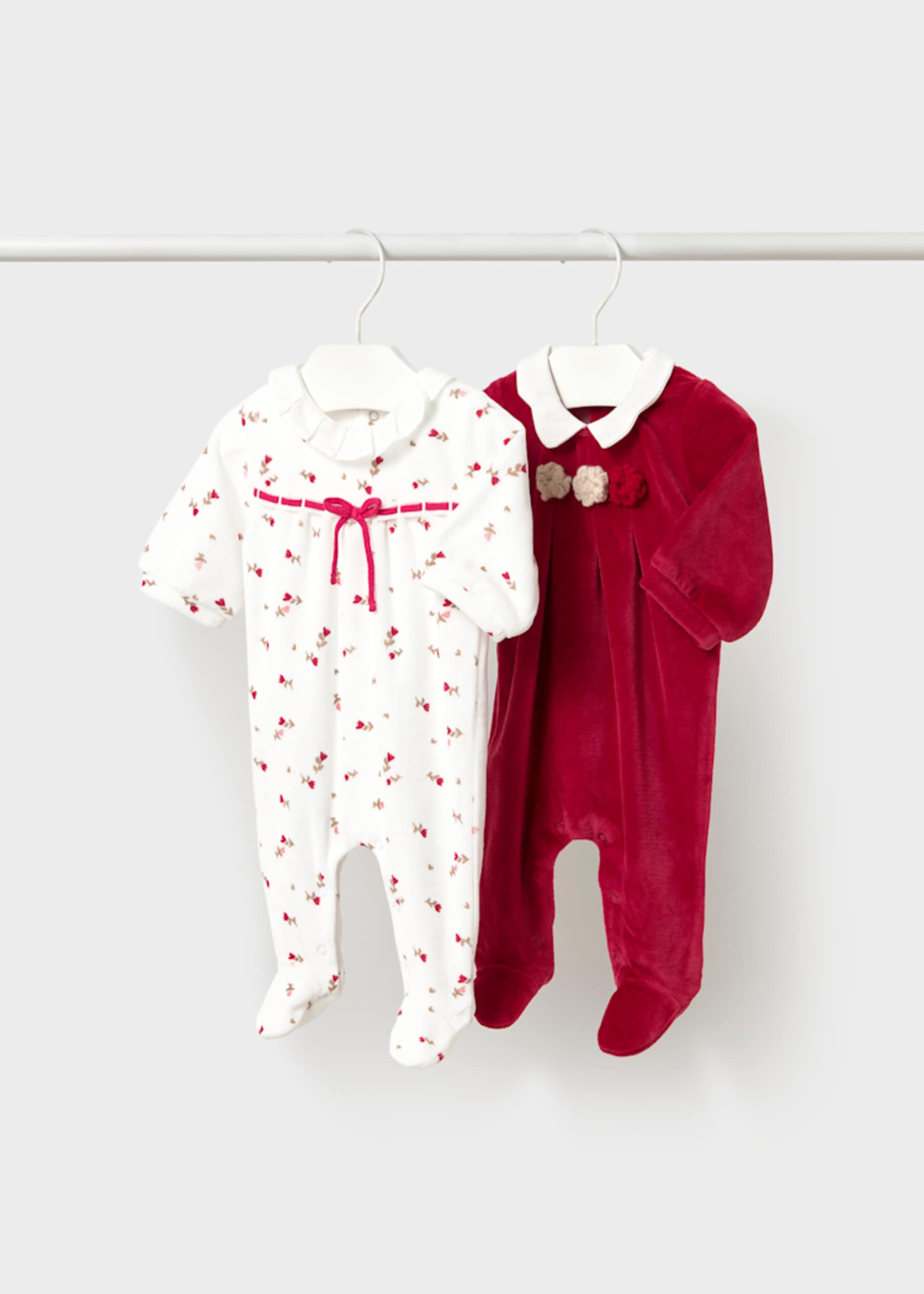 Newborn Girl Pack of 2 Ruffled Borders Sleepsuits Newborn Girl Pack of 2 Ruffled Borders Sleepsuits