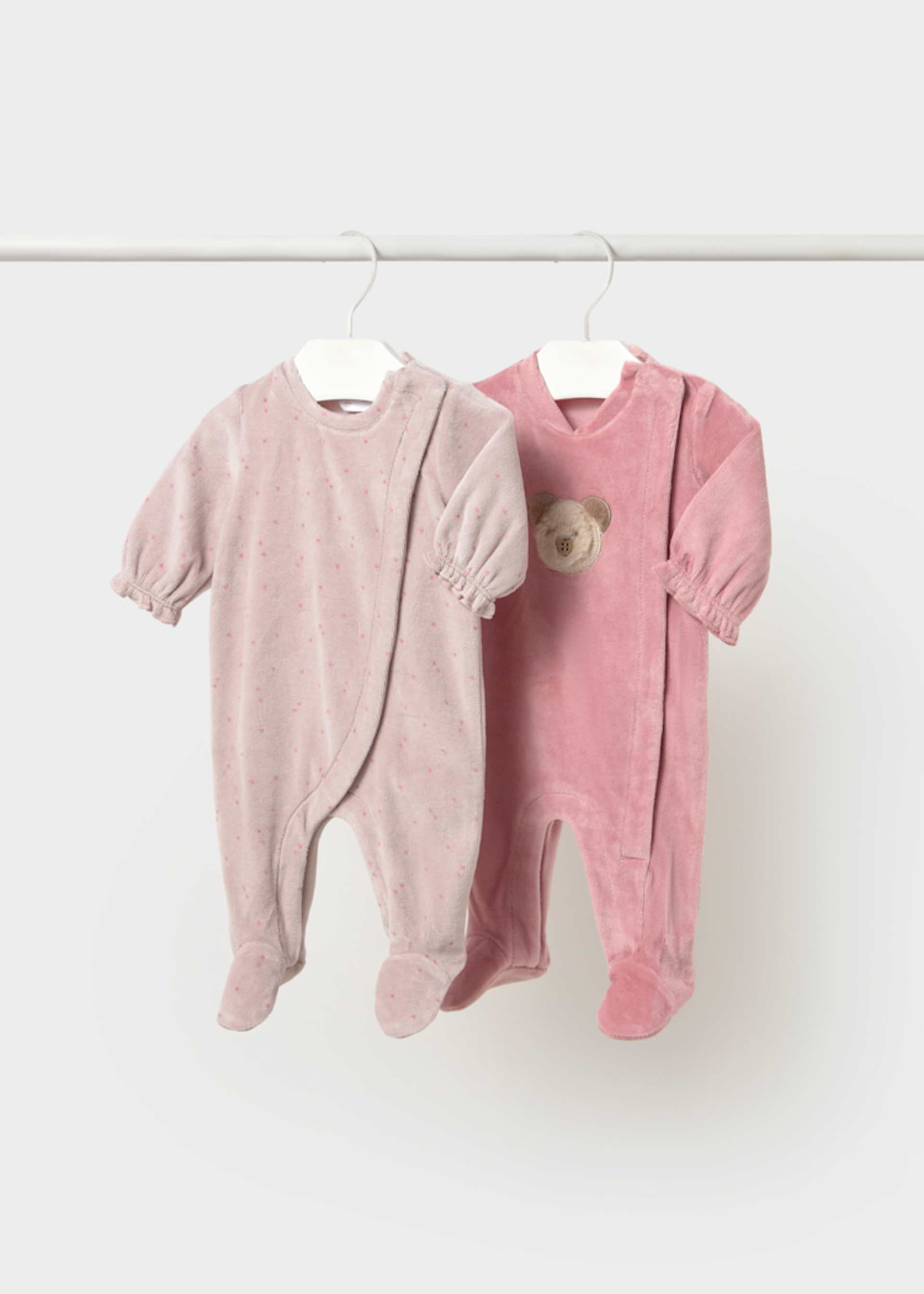 Newborn Girl Pack of 2 Ruffled Borders Sleepsuits Newborn Girl Pack of 2 Ruffled Borders Sleepsuits