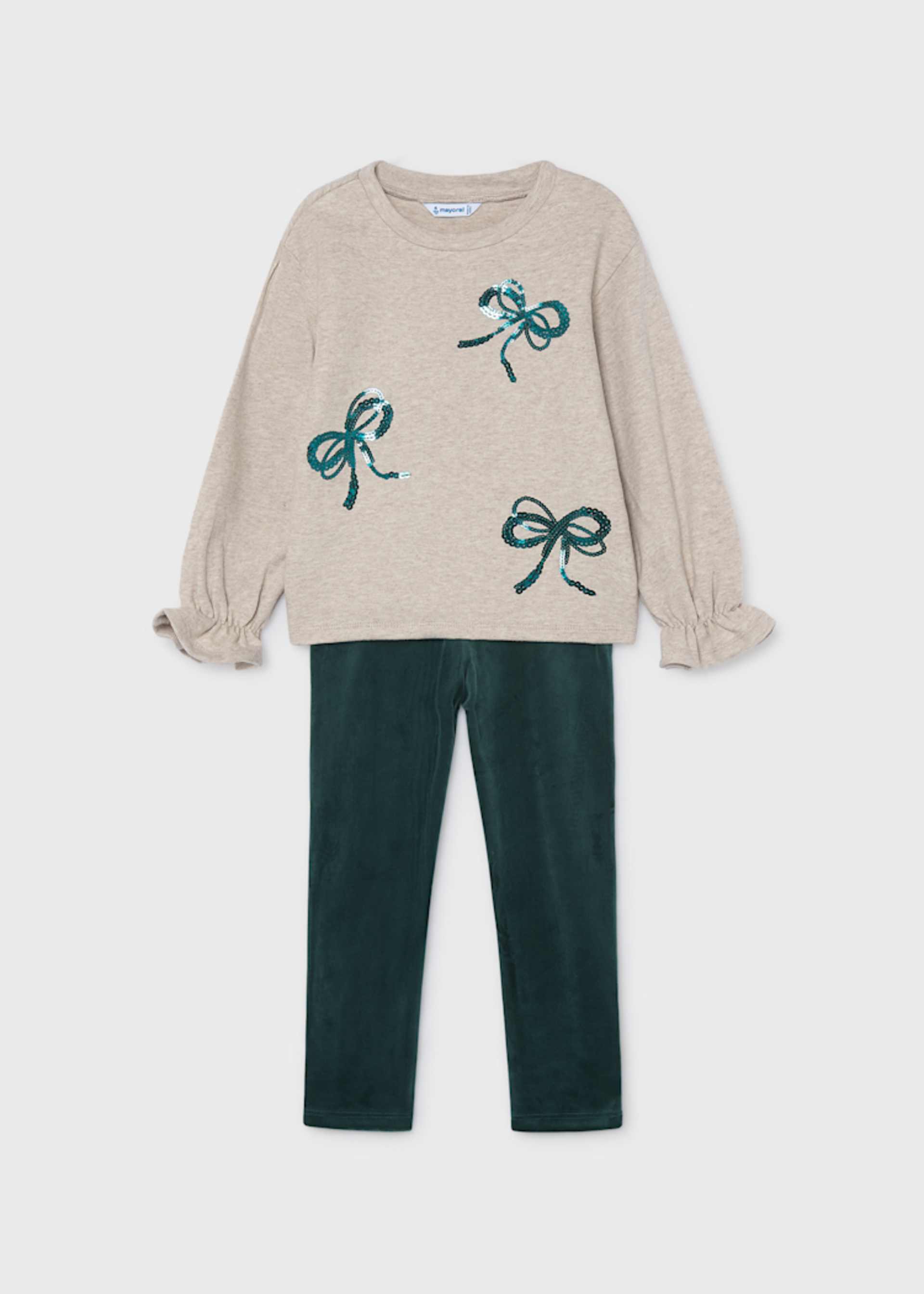 Girl Bow Sweatshirt and Leggings Set