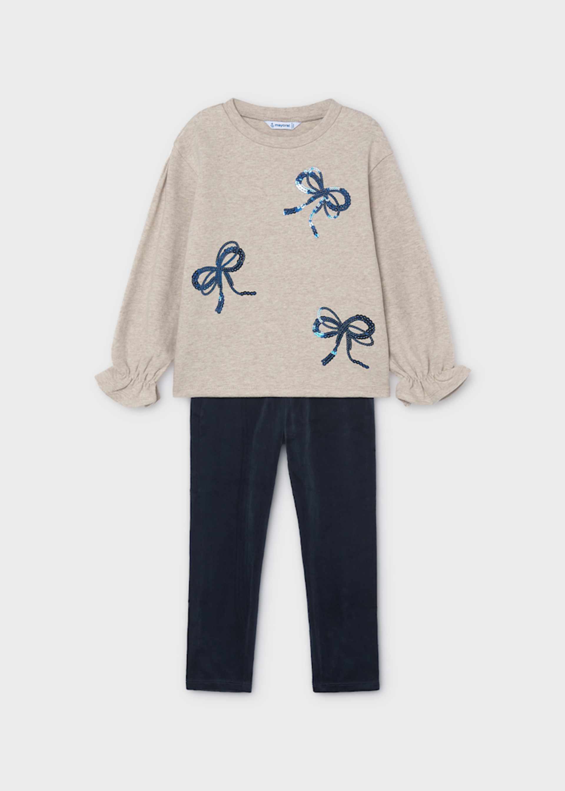 Conjunto legging y sudadera moños niña