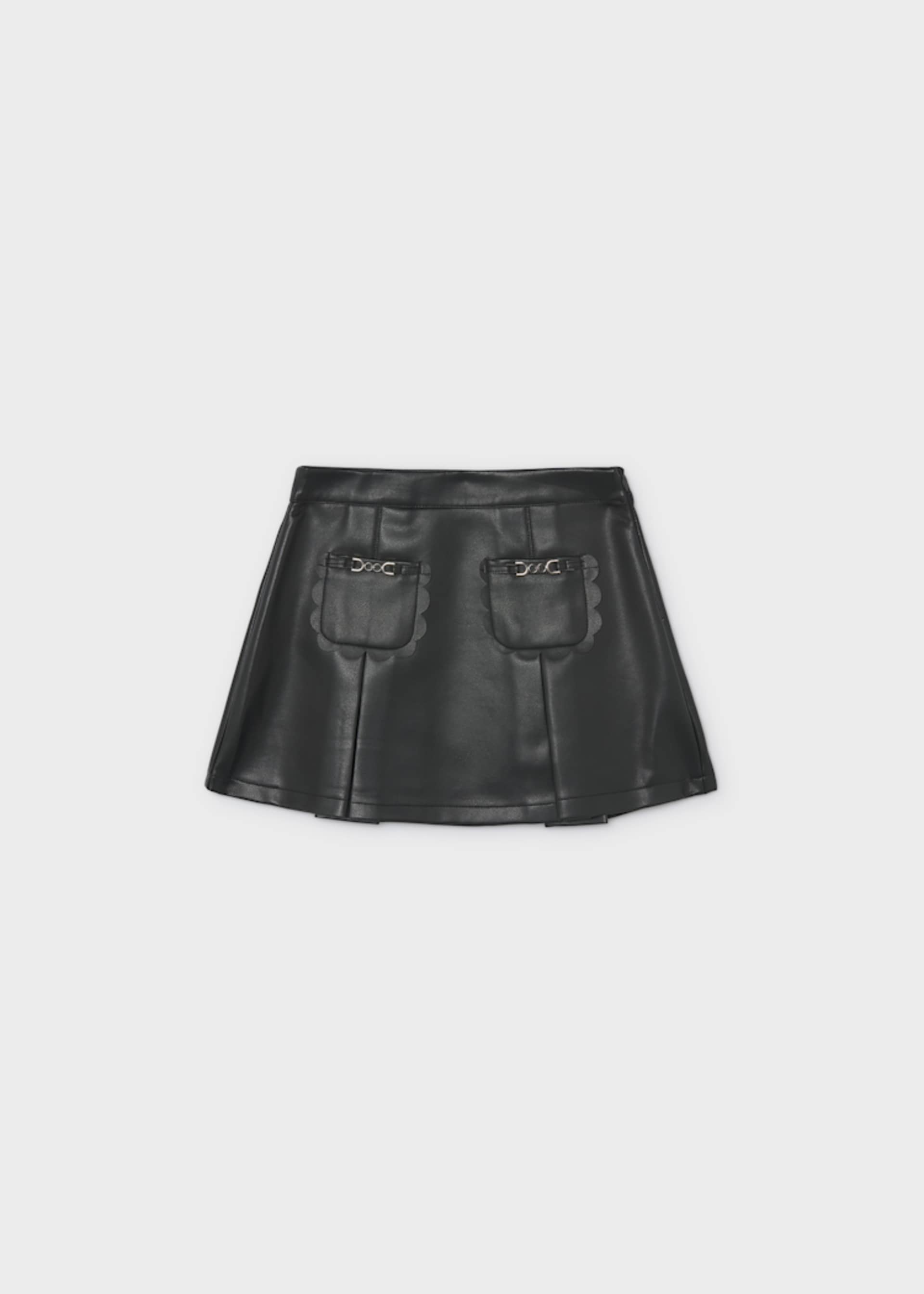 Girl faux leather skirt with pockets