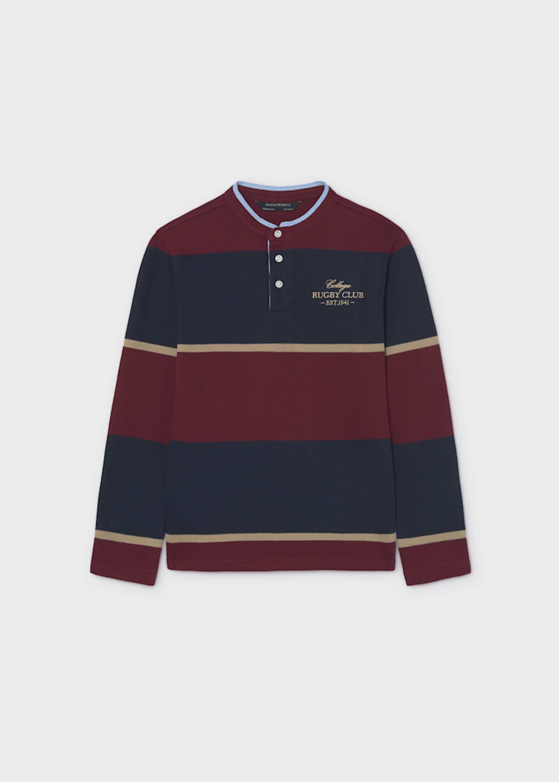 Boys' polo shirt with mandarin collar and stripes Boys' polo shirt with mandarin collar and stripes