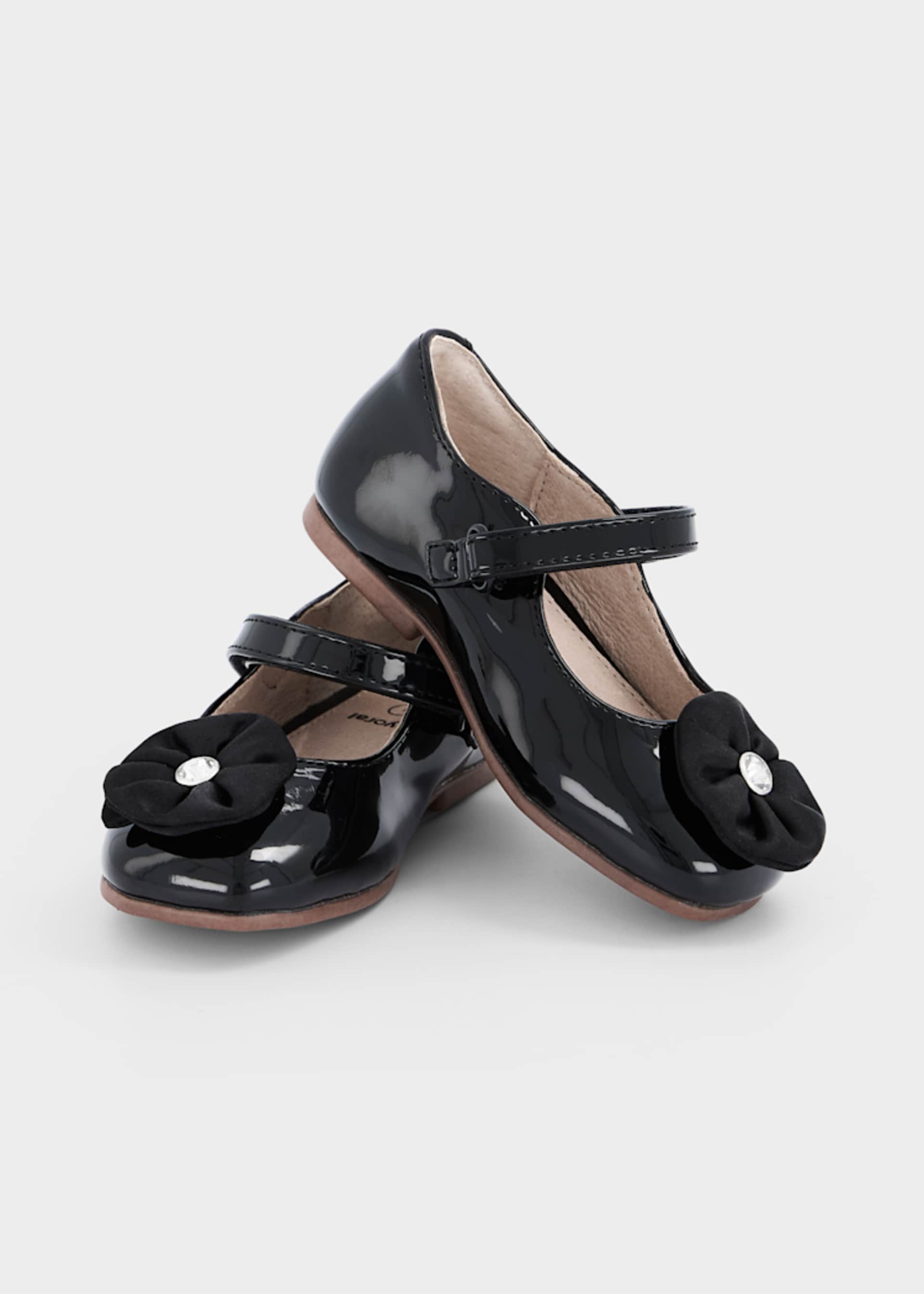Ballerines en cuir vernis à motif floral bébé