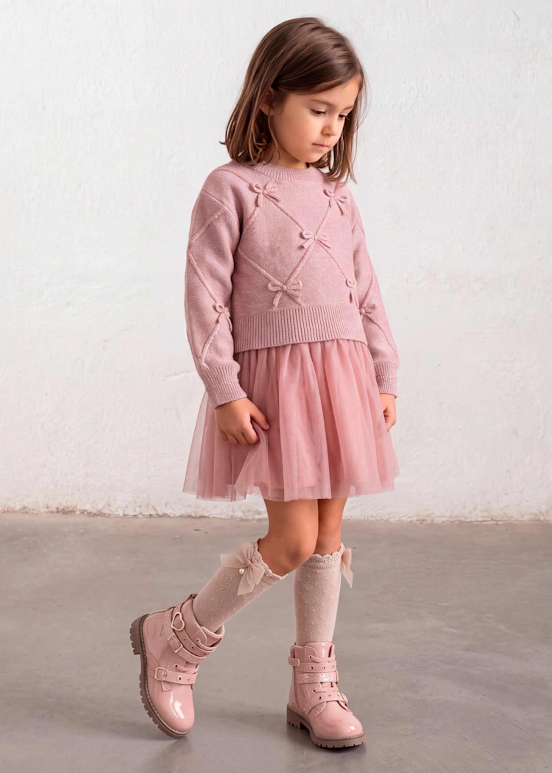 Robe en tricot avec des nœuds fille