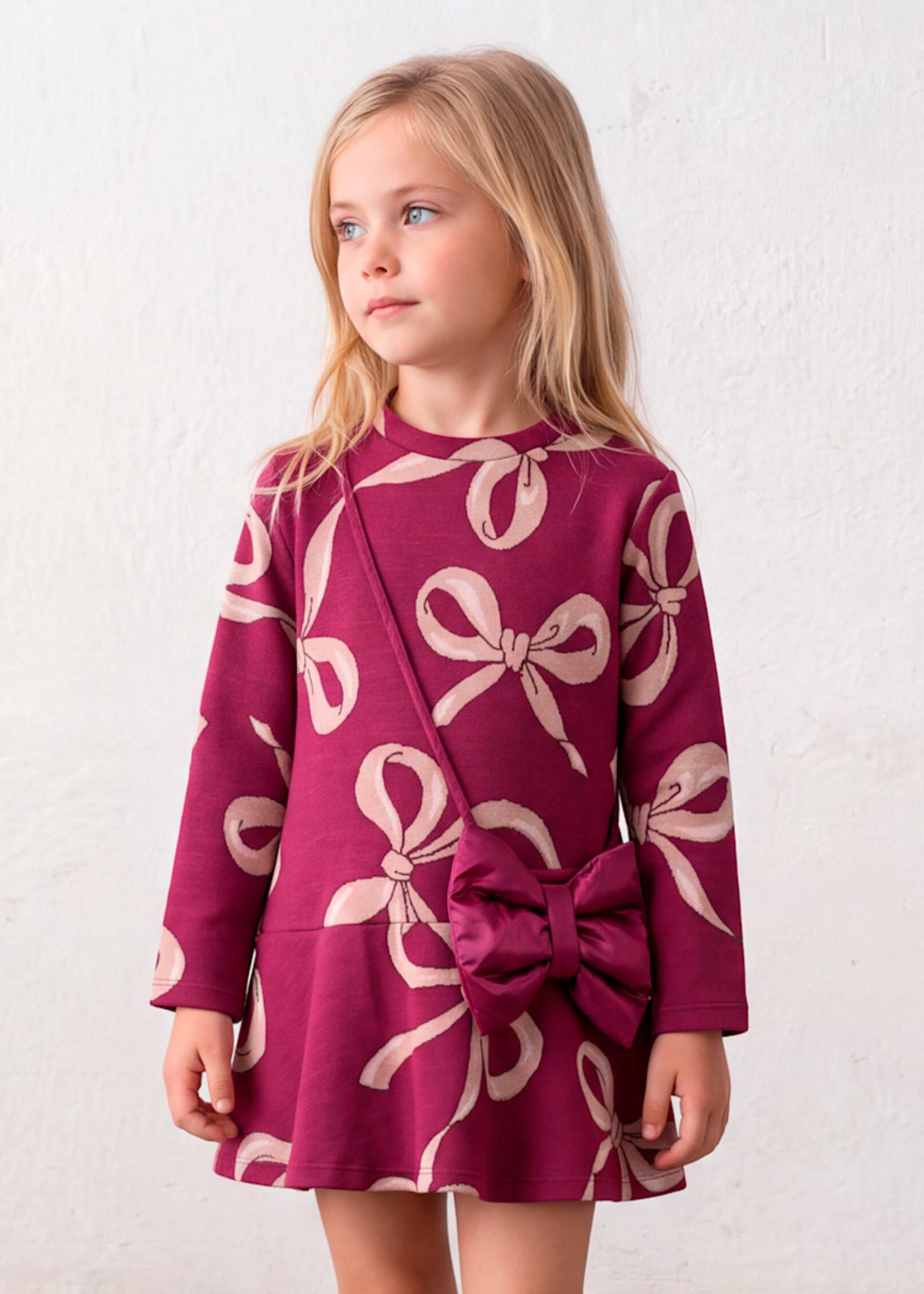 Kleid gemustert mit Tasche Mädchen Kleid gemustert mit Tasche Mädchen