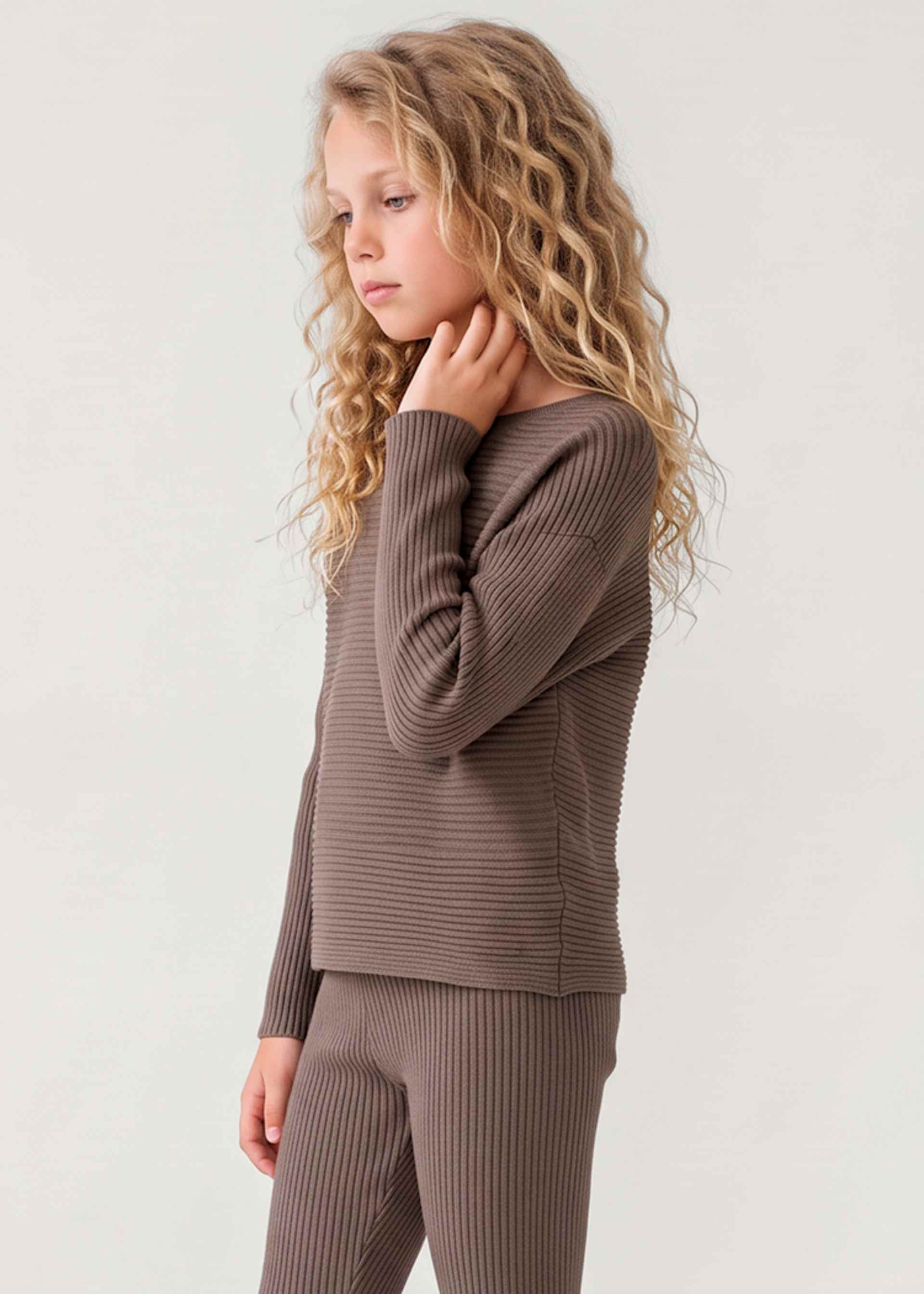 Girl Ribbed Sweater and Pants Set