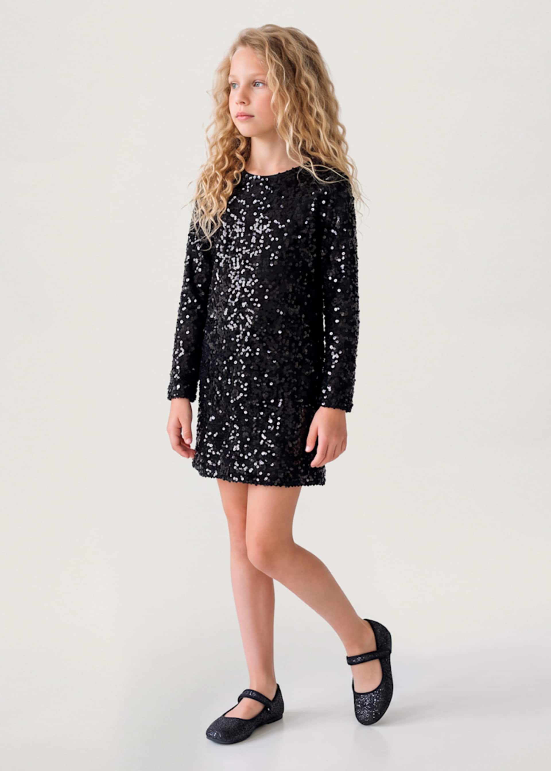 Girls' sequinned velvet dress