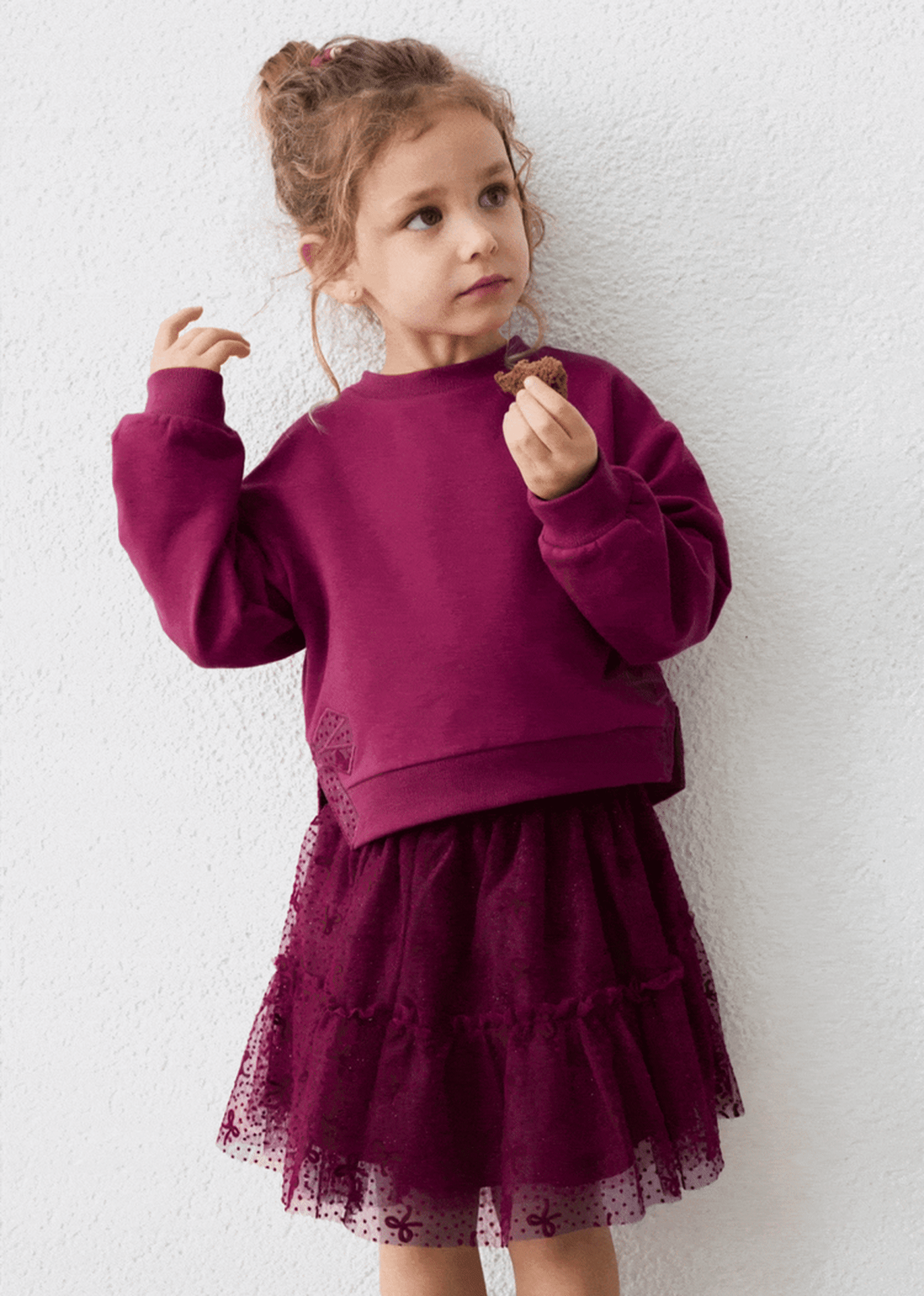 Conjunto falda tul y sudadera niña