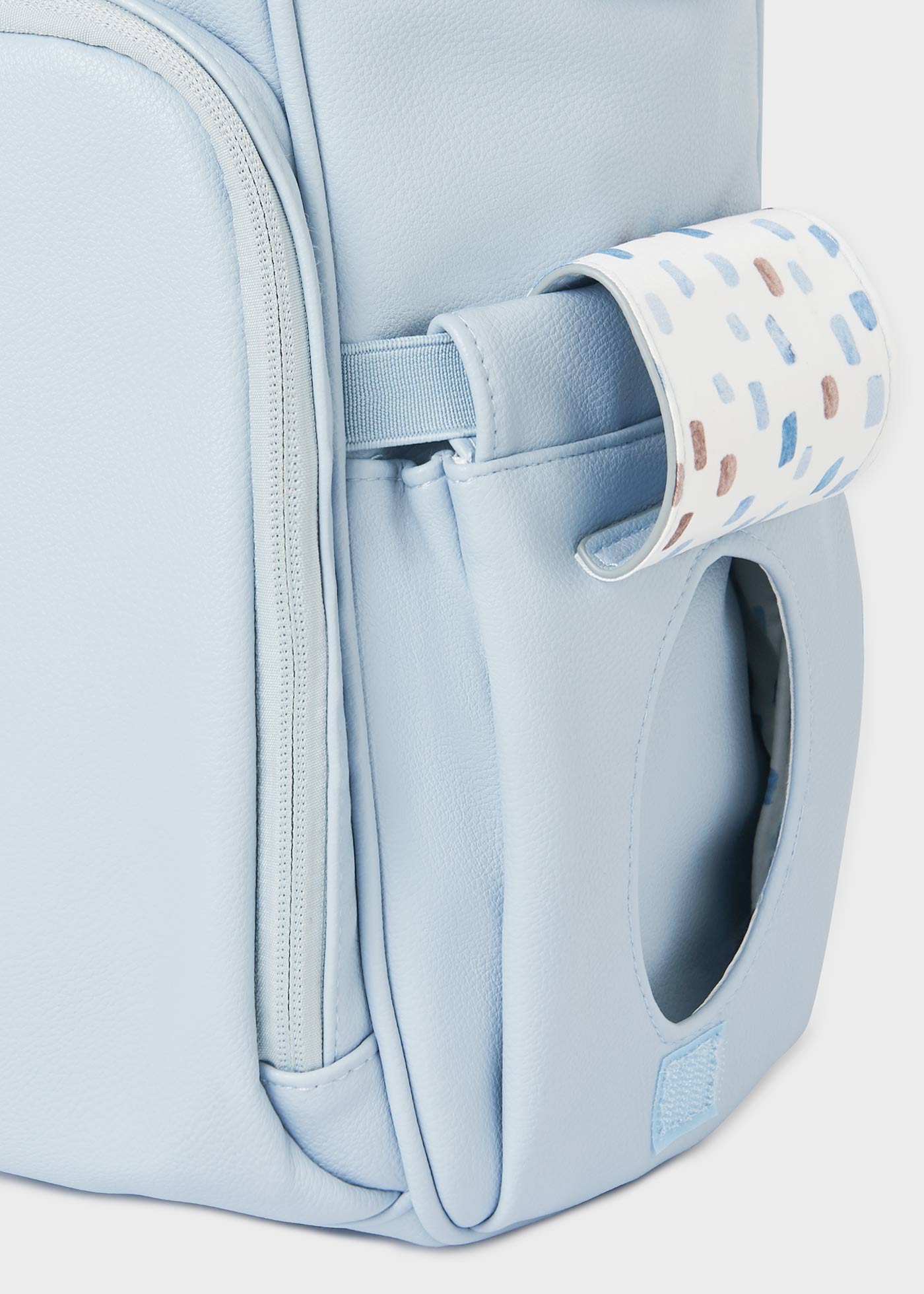 baby blue leather backpack Easy Going Light Varsity It comes with a useful changing mat. BabbleRoo Leather Diaper Bag Backpack
