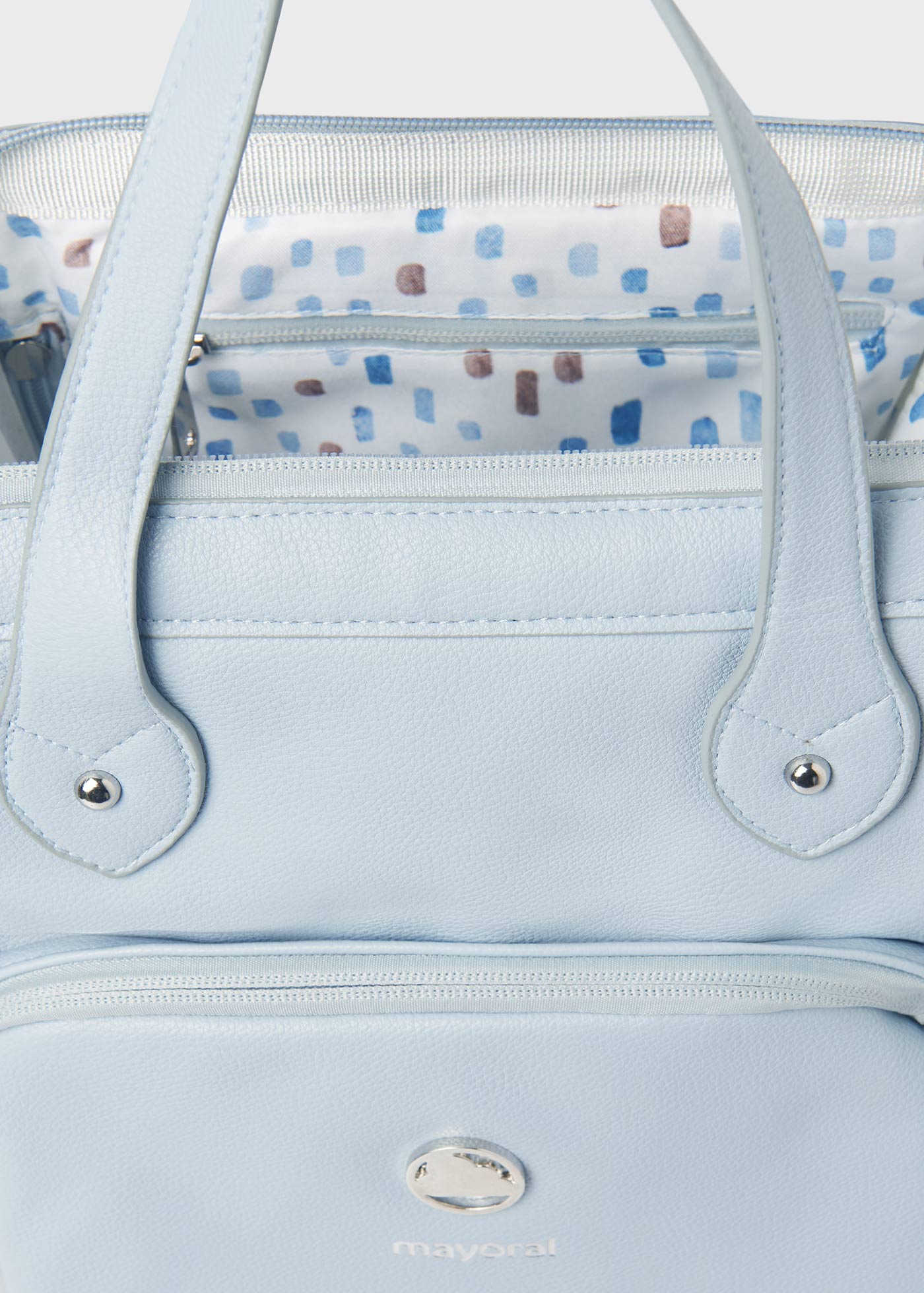 baby blue faux leather backpack Everlee Vegan Cloud A pale blue changing backpack by Mayoral Baby Faux Leather Backpack Old