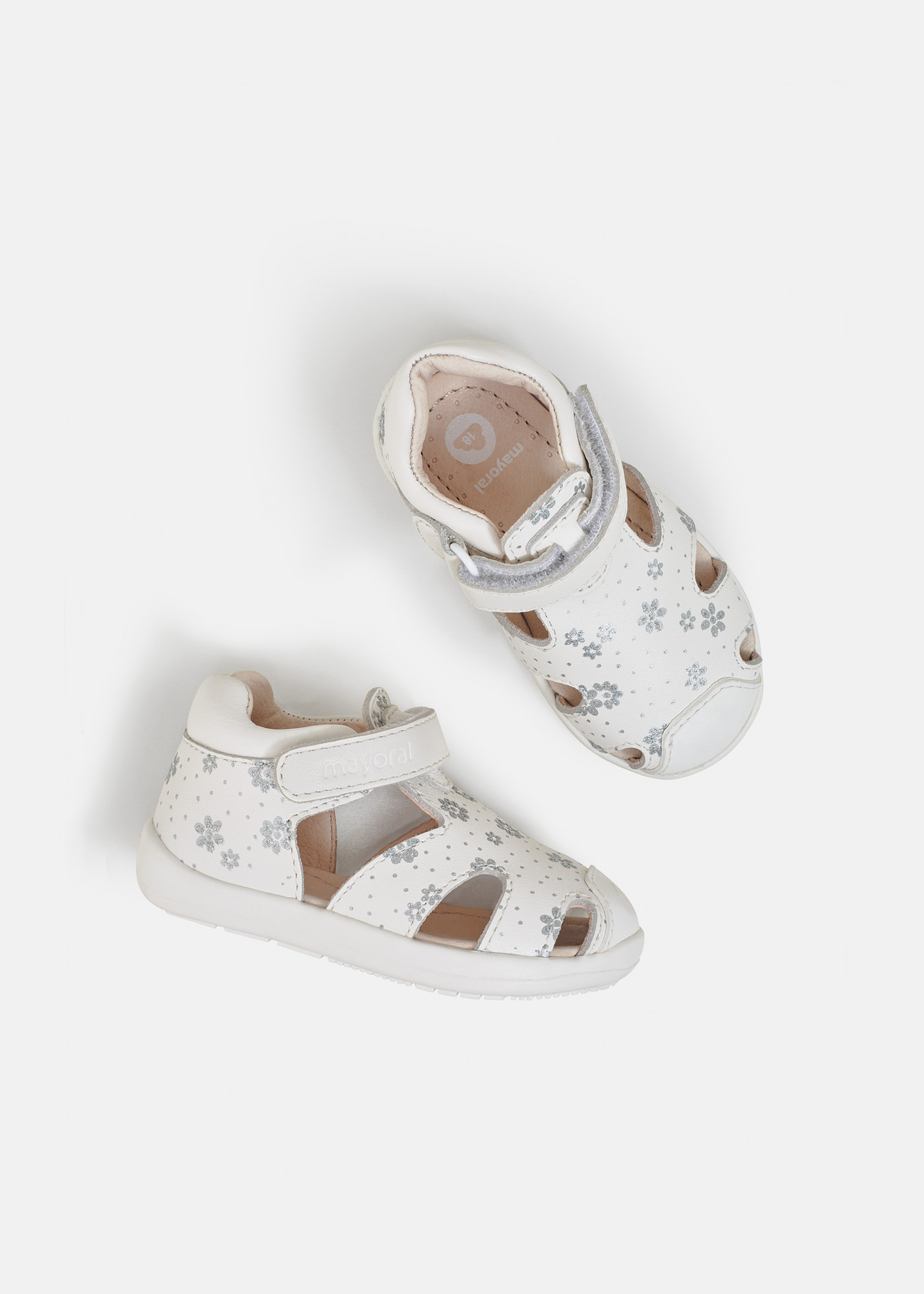 Leather Sandals for Baby Girls, Designed for First Steps - white