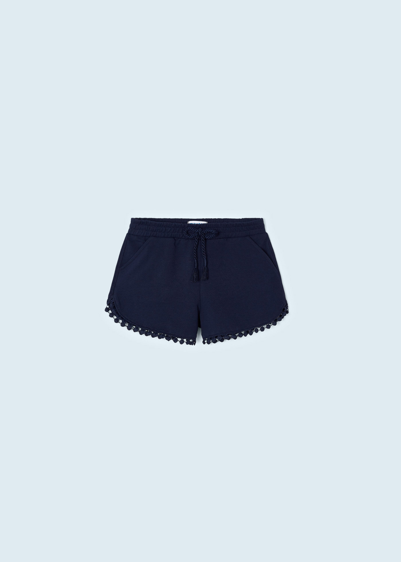 Short Mayoral Fille 7 Ans Bleu Coton Avec Fleurs Brodées Et Zip