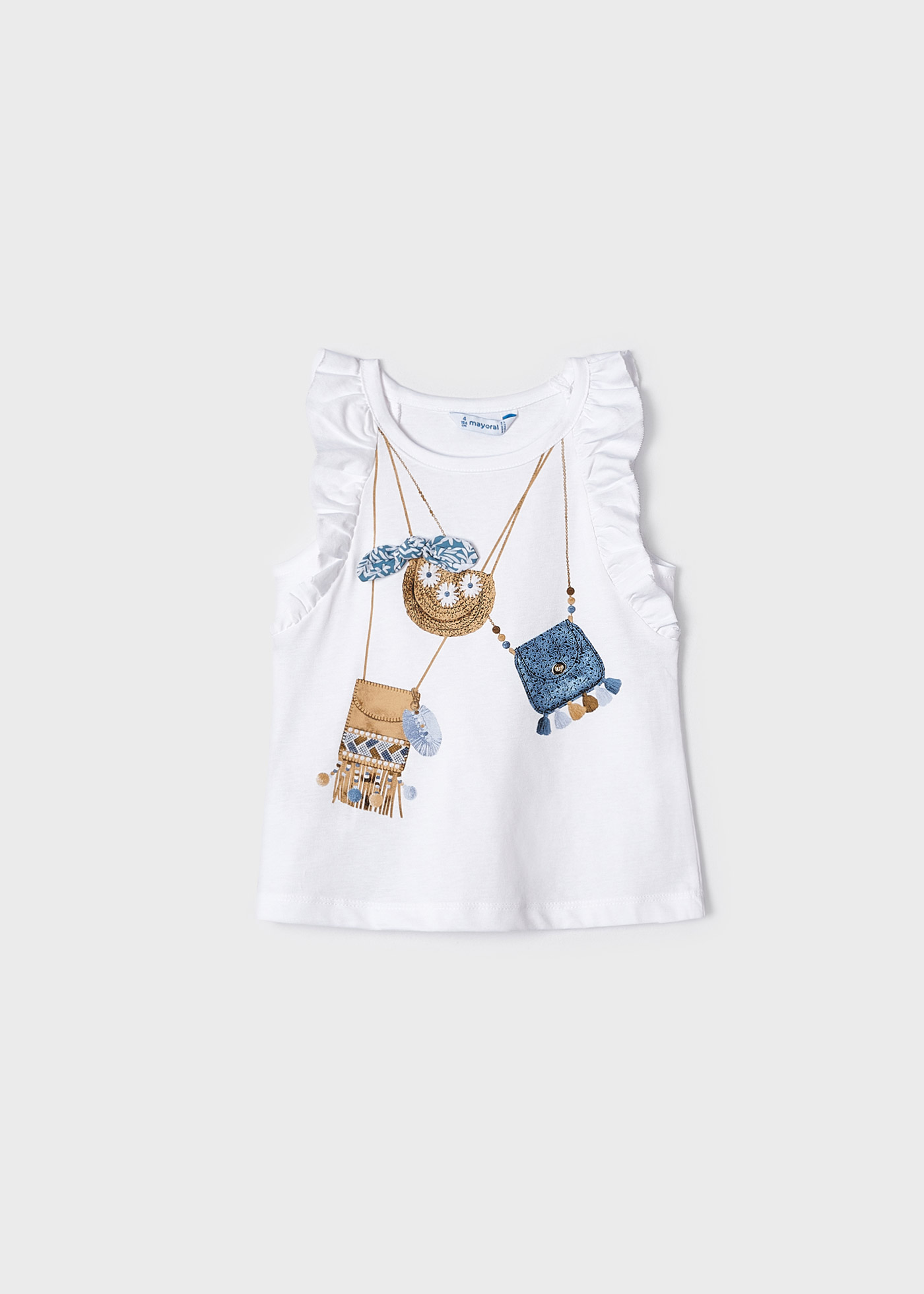 Sustainable Cotton Ruffled Sleeveless Tshirt Girl Mayoral