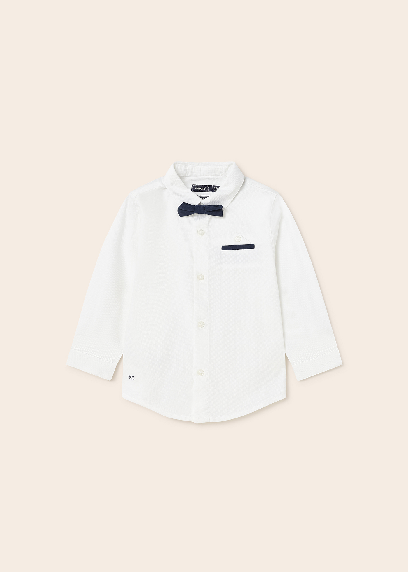 Babyhug 100% Cotton Full Sleeves Solid Shirt with Tie - White main image 0