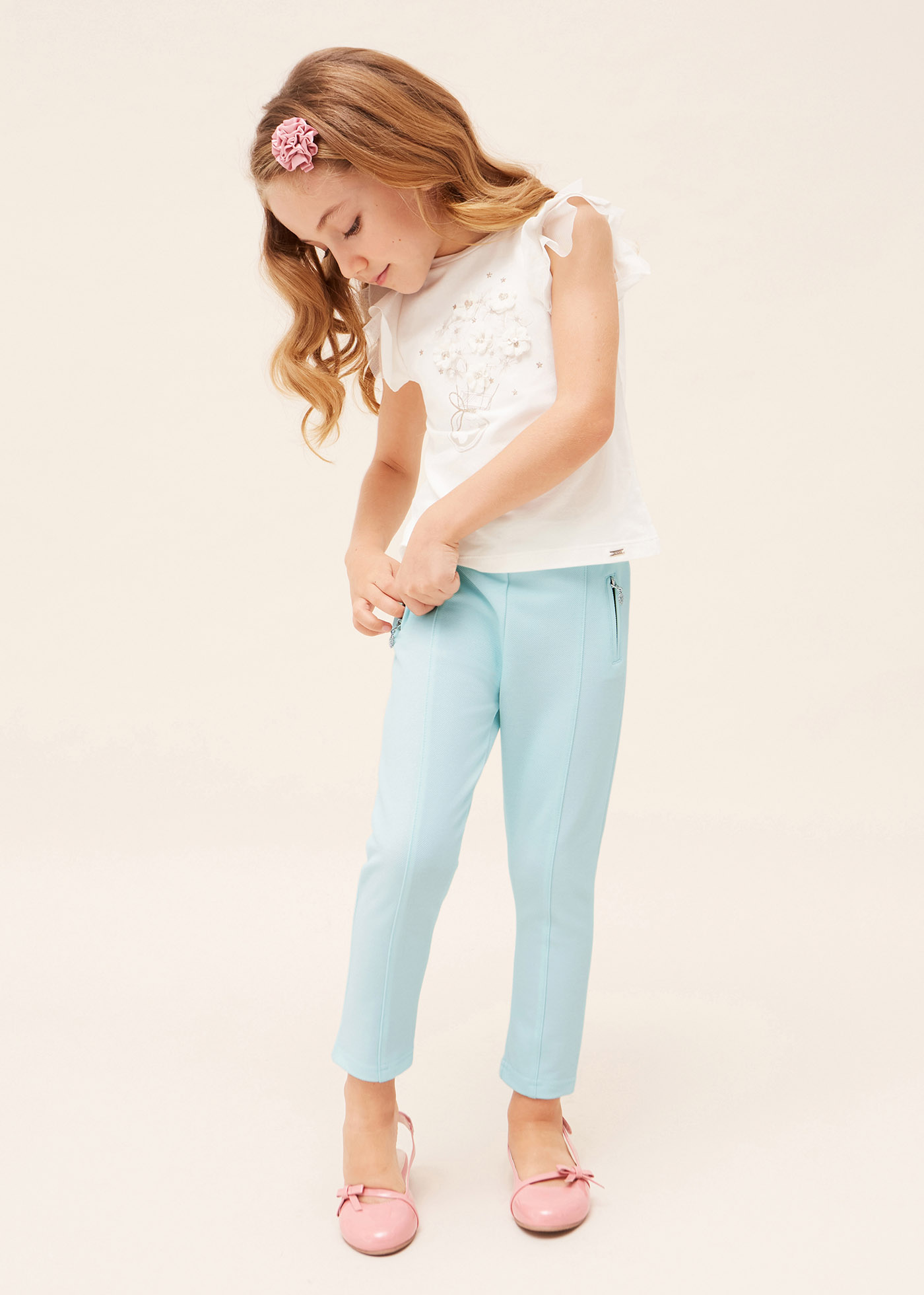 Short Long Pour Fille - Bermuda Genou Avec Poches, Taille Élastique, Pour Yoga, Marche, Jeux (Coton) - 2