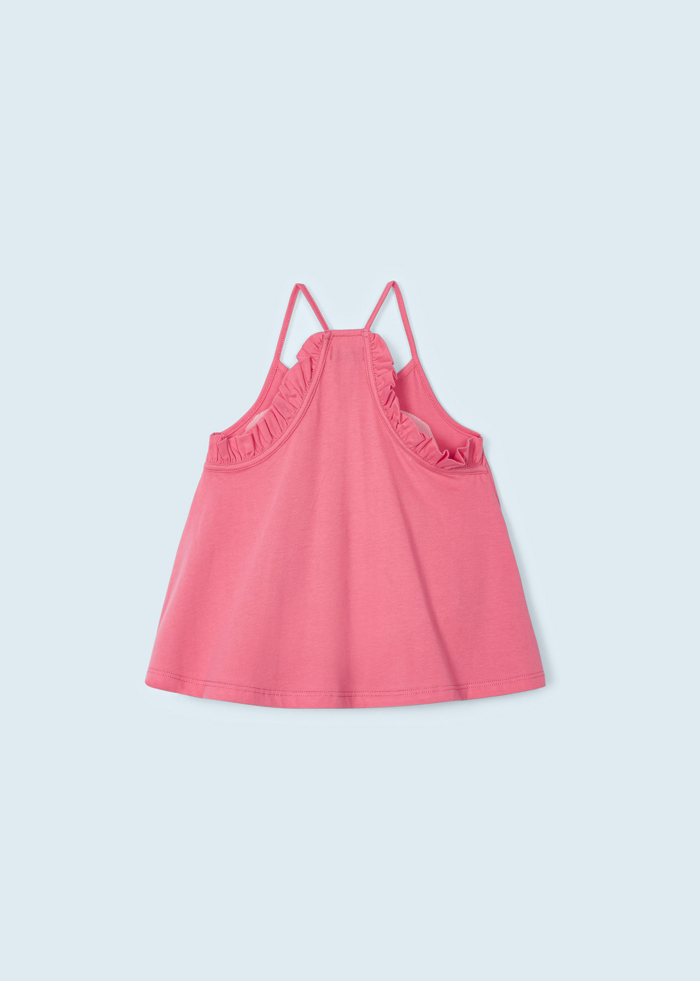 Camiseta de tirantes con motivo de frutas en relieve azul niña