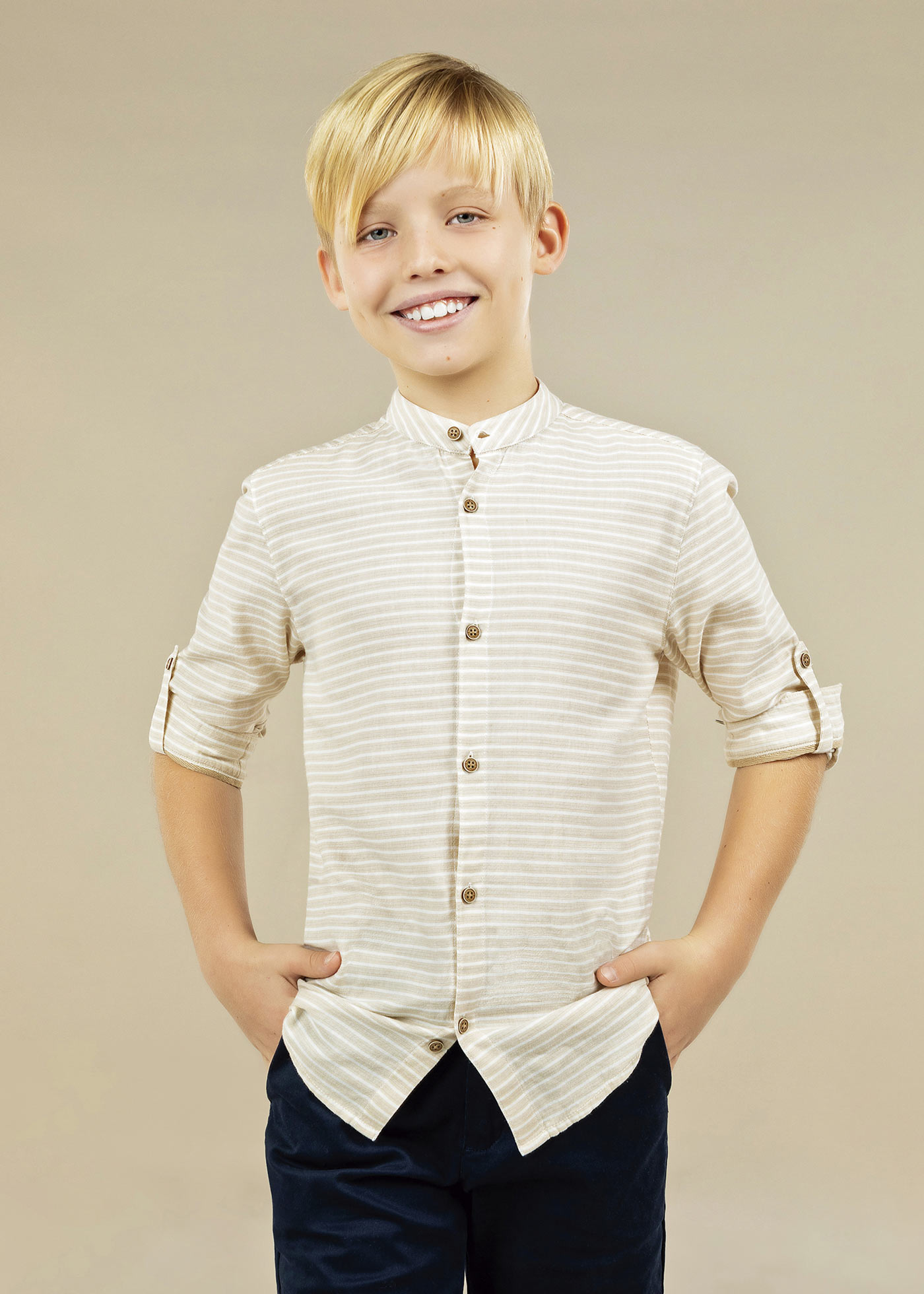 boys grandad collar shirt