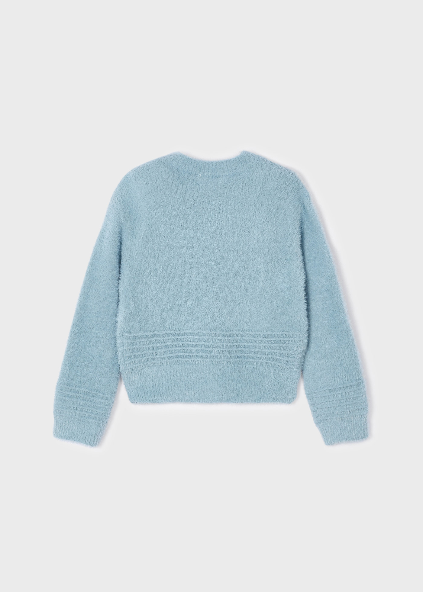 Girls Pale Blue Fluffy Knit High Neck Jumper