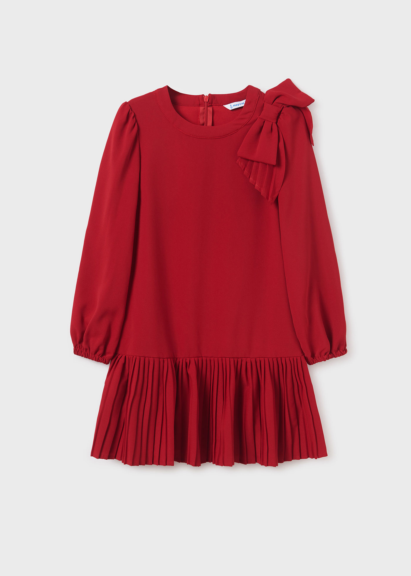 Grey Checkered Girl's Dress with Bow