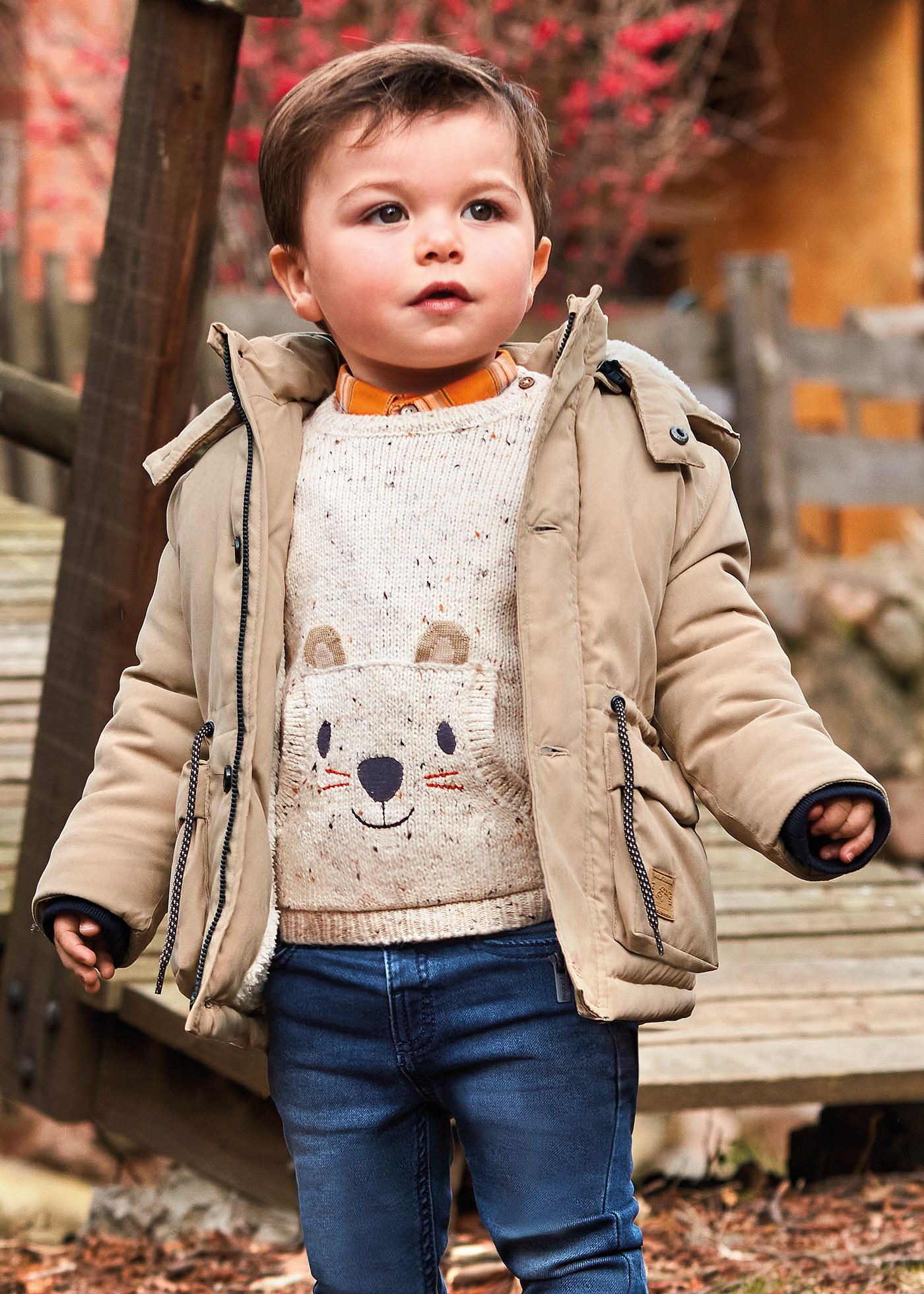 Baby sherpa-lined parka removable hood | Mayoral