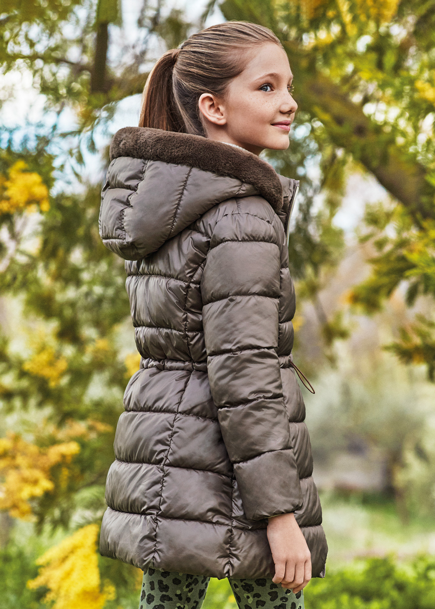 Calvin Klein Girls Aerial Faux Fur Trim Hooded Long Puffer Jacket |  Hawthorn Mall