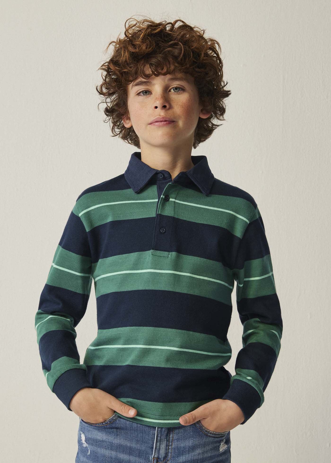 Pull Garçon 5 Ans NEXT - Rayures Bleues, Coton, Col Henley, Manches Longues