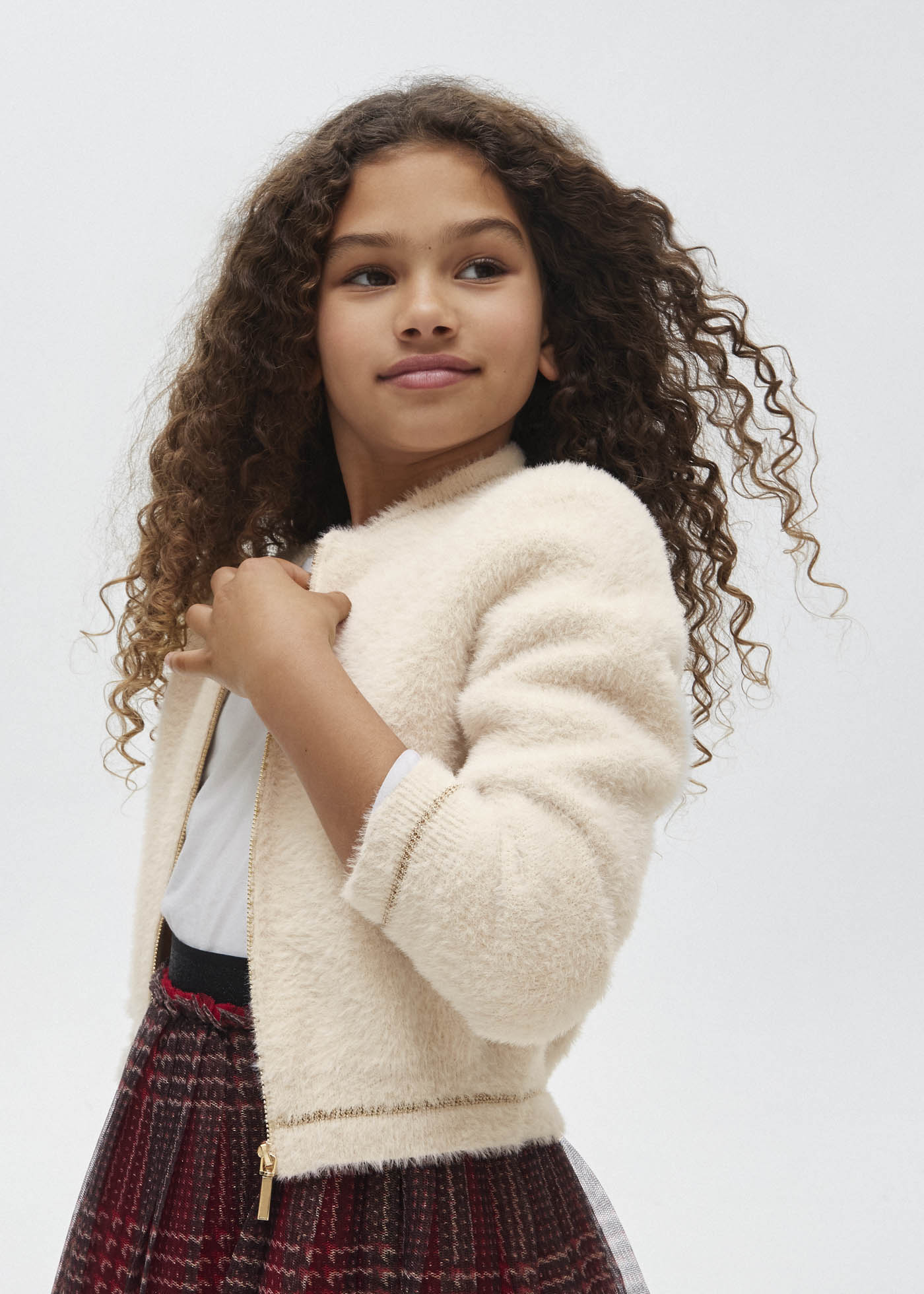 Girls faux 2024 fur cardigan