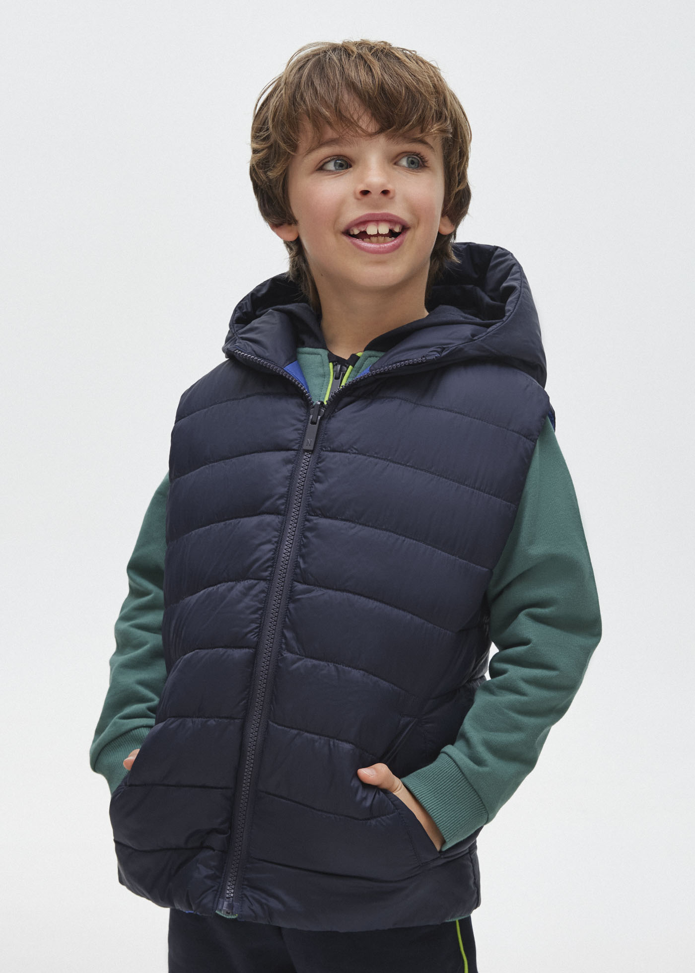 Reversible hooded puffer vest boy Mayoral