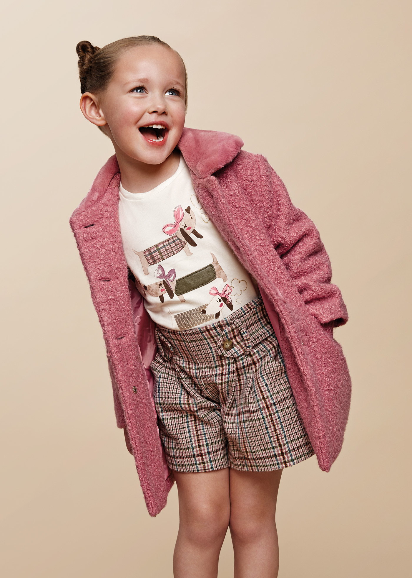 Girls pink 2025 teddy coat