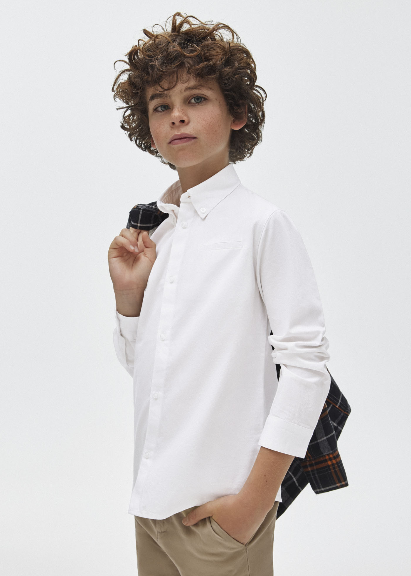 Camicia Bambino Mayoral Bianca Manica Lunga - Cotone 100%, Basic Autunno/Inverno