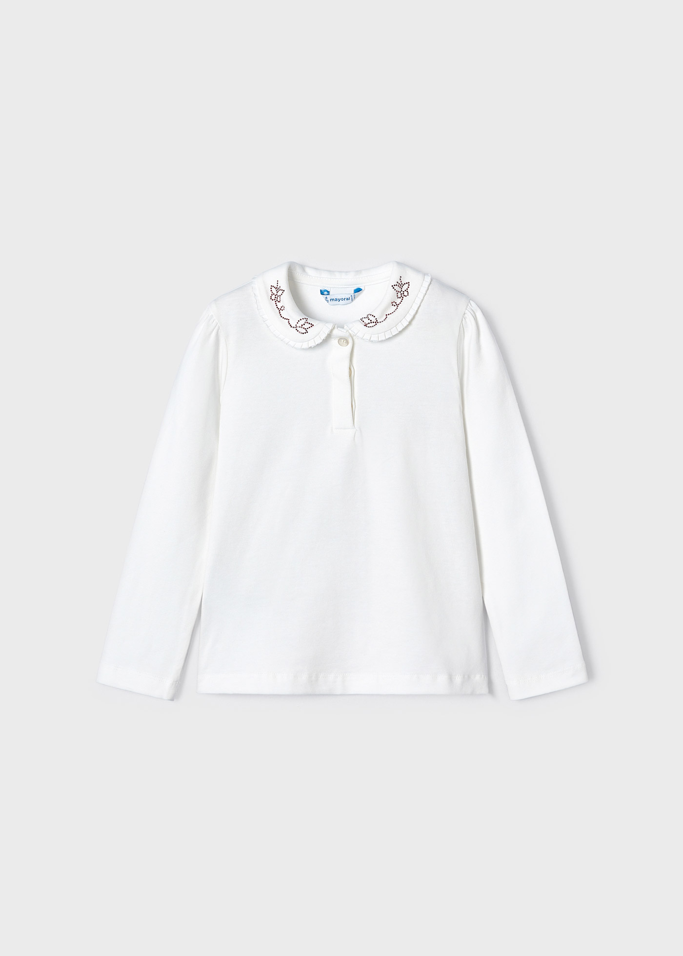 Polo shirt with embroidered collar Better Cotton girl | Mayoral