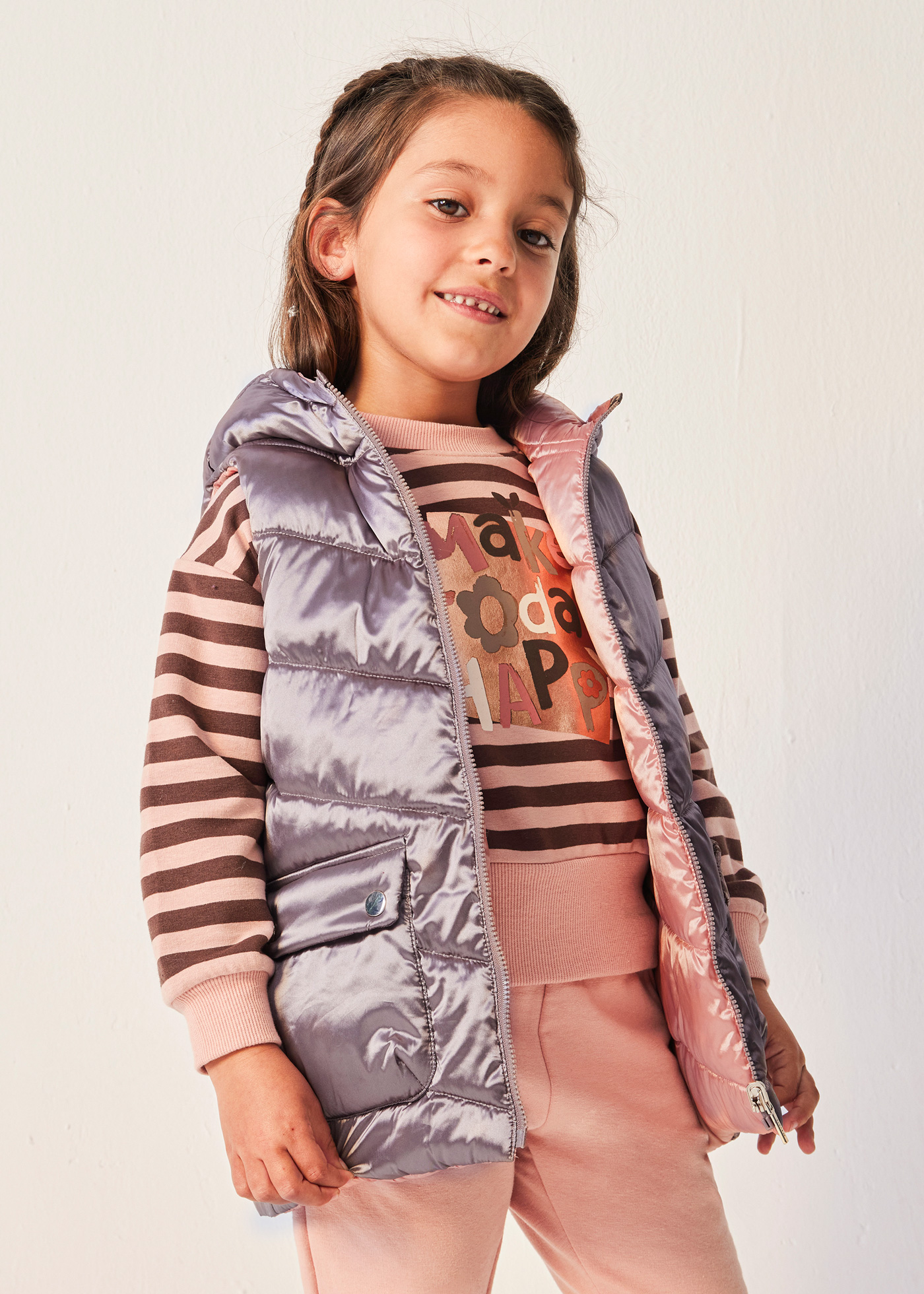 Gilet reversibile fibre riciclate bambina