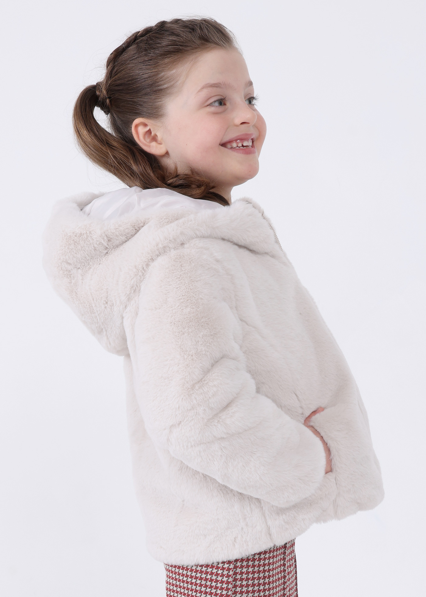 Girls white faux fur on sale coat