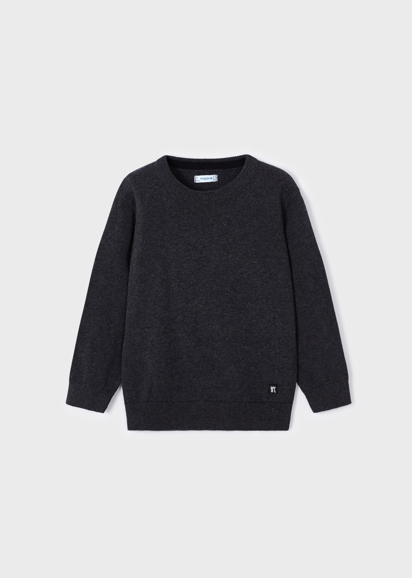 Boys black round online neck jumper