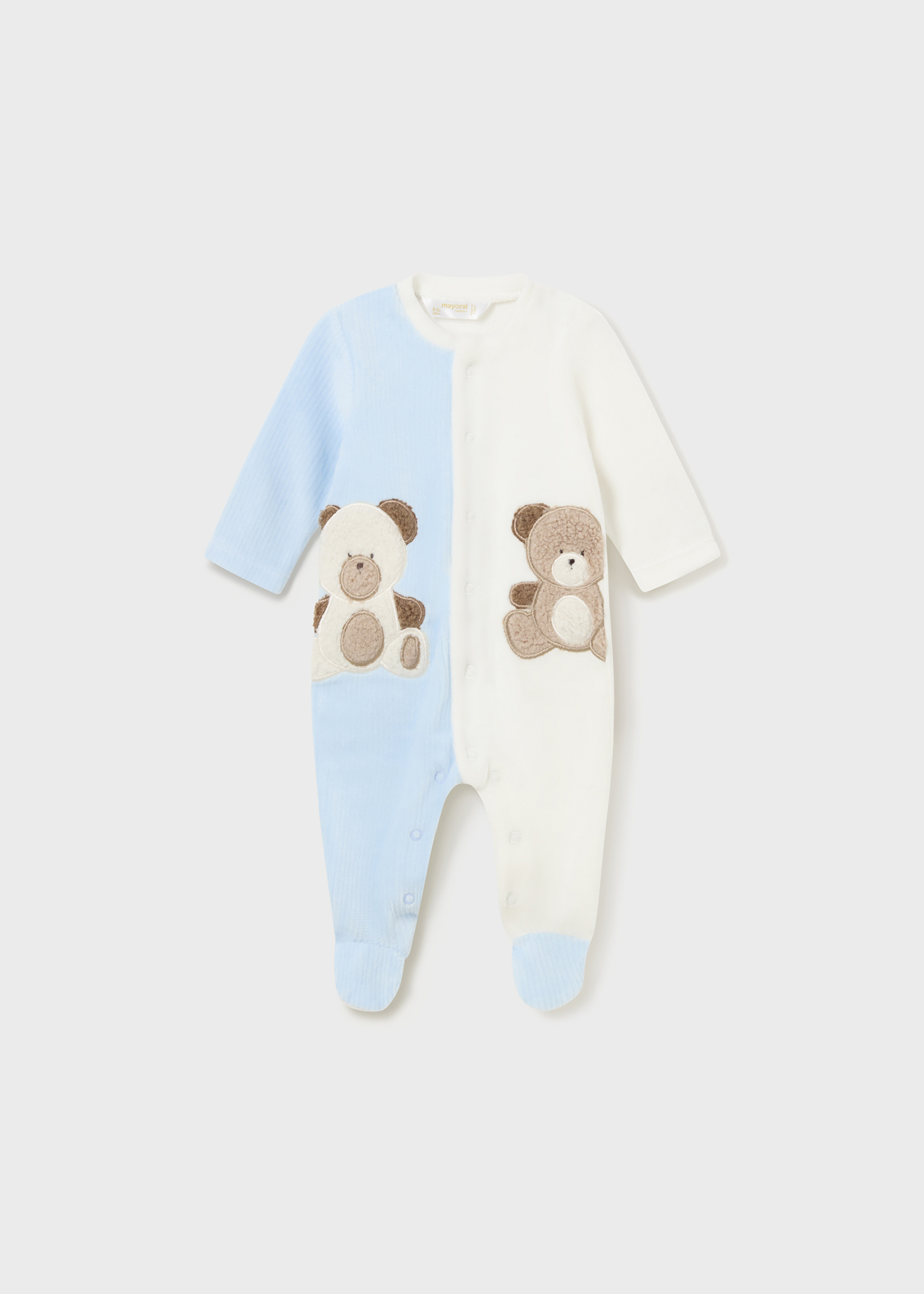 Mayoral Blue Footie Velvet 2Pcs Set With