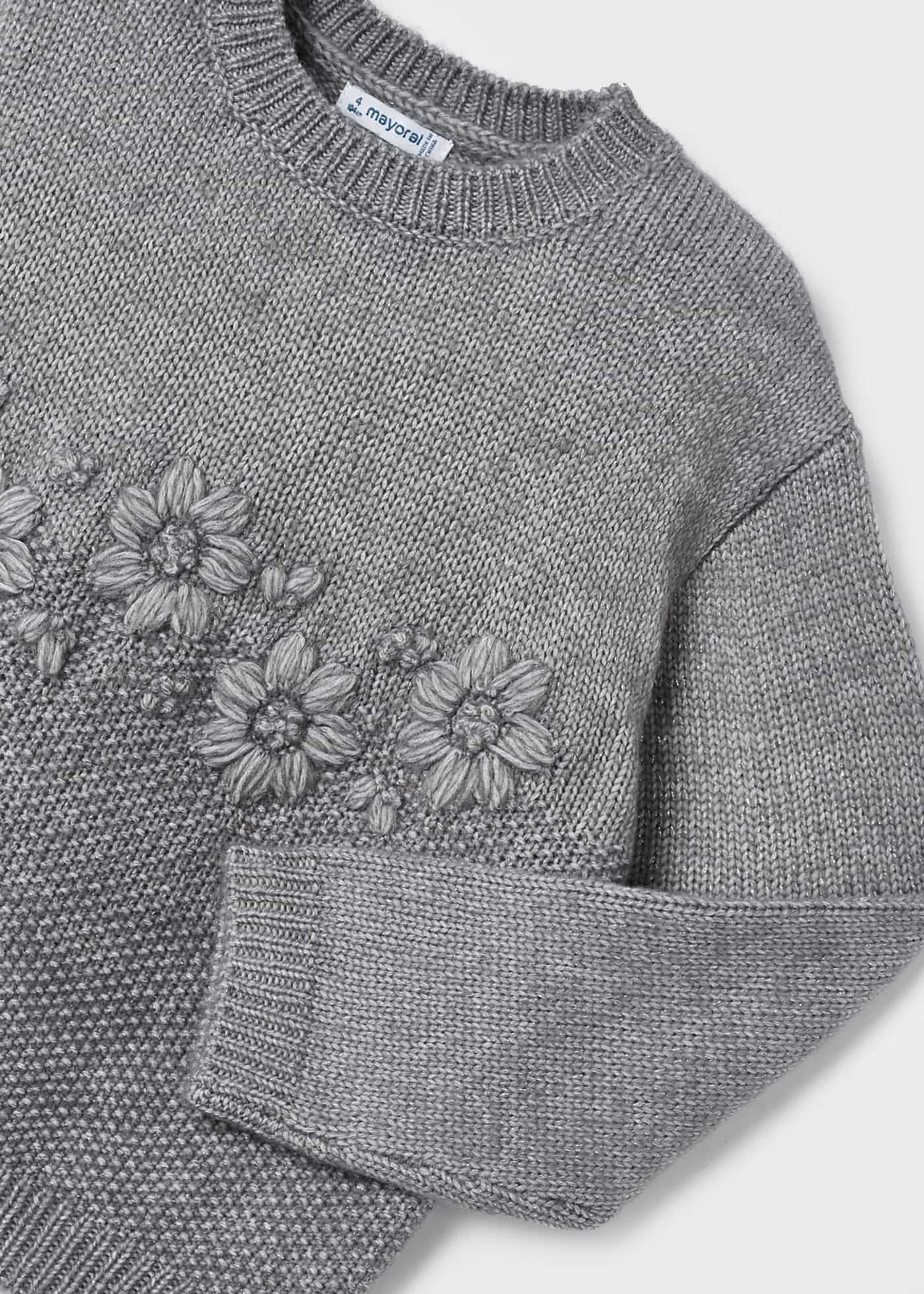 Wholesale Women's Knitwear Sweater Stone Embroidered Gray - 16799