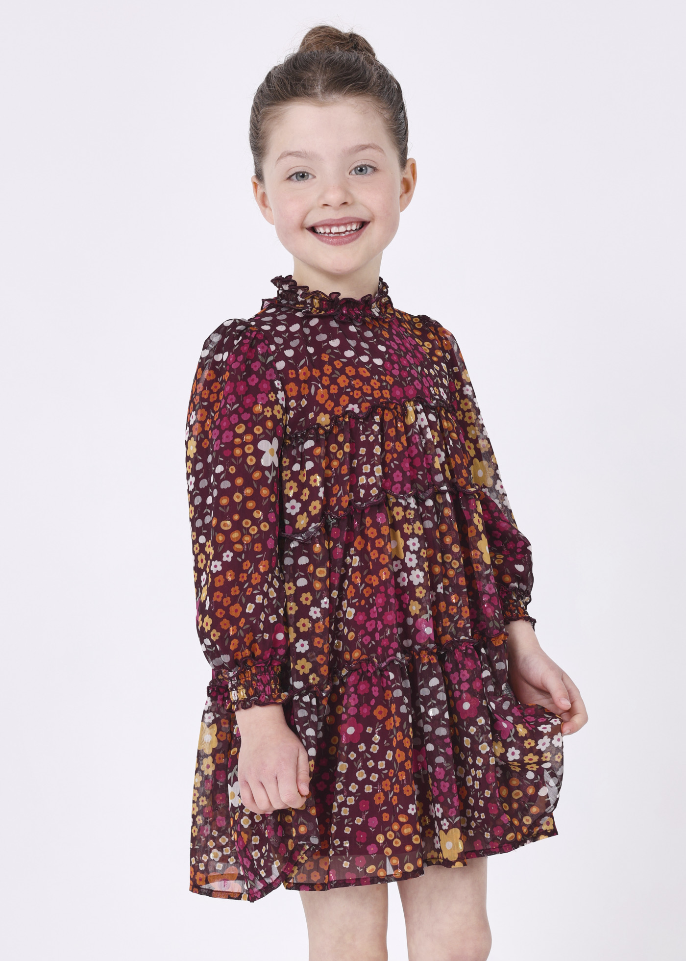 Chiffon-Kleid gemustert Mädchen | Mayoral