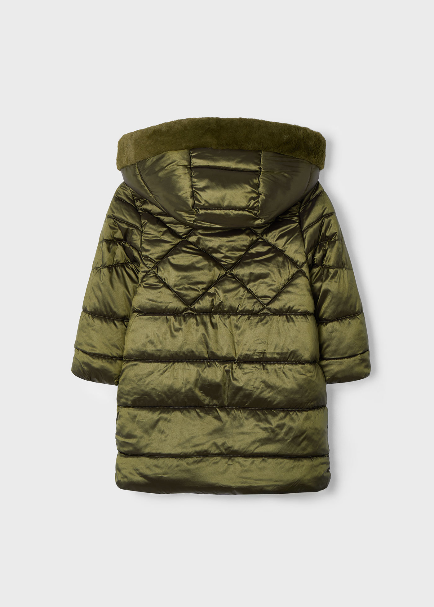 Iridescent long puffer jacket detachable hood girl | Mayoral ®